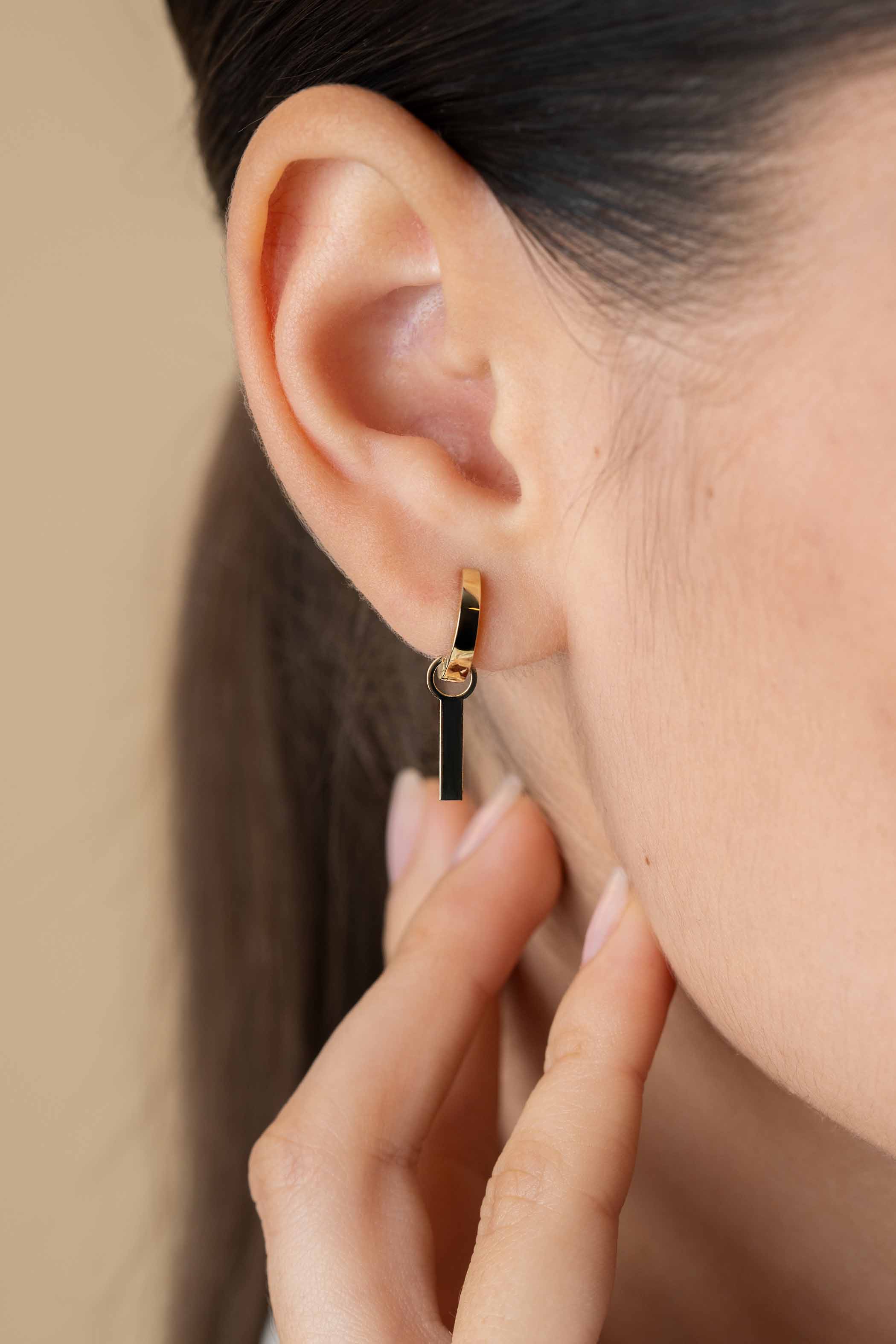 ZINZI 14K Gold Earrings Pendants Bar ZGCH479 (excl. hoop earrings)