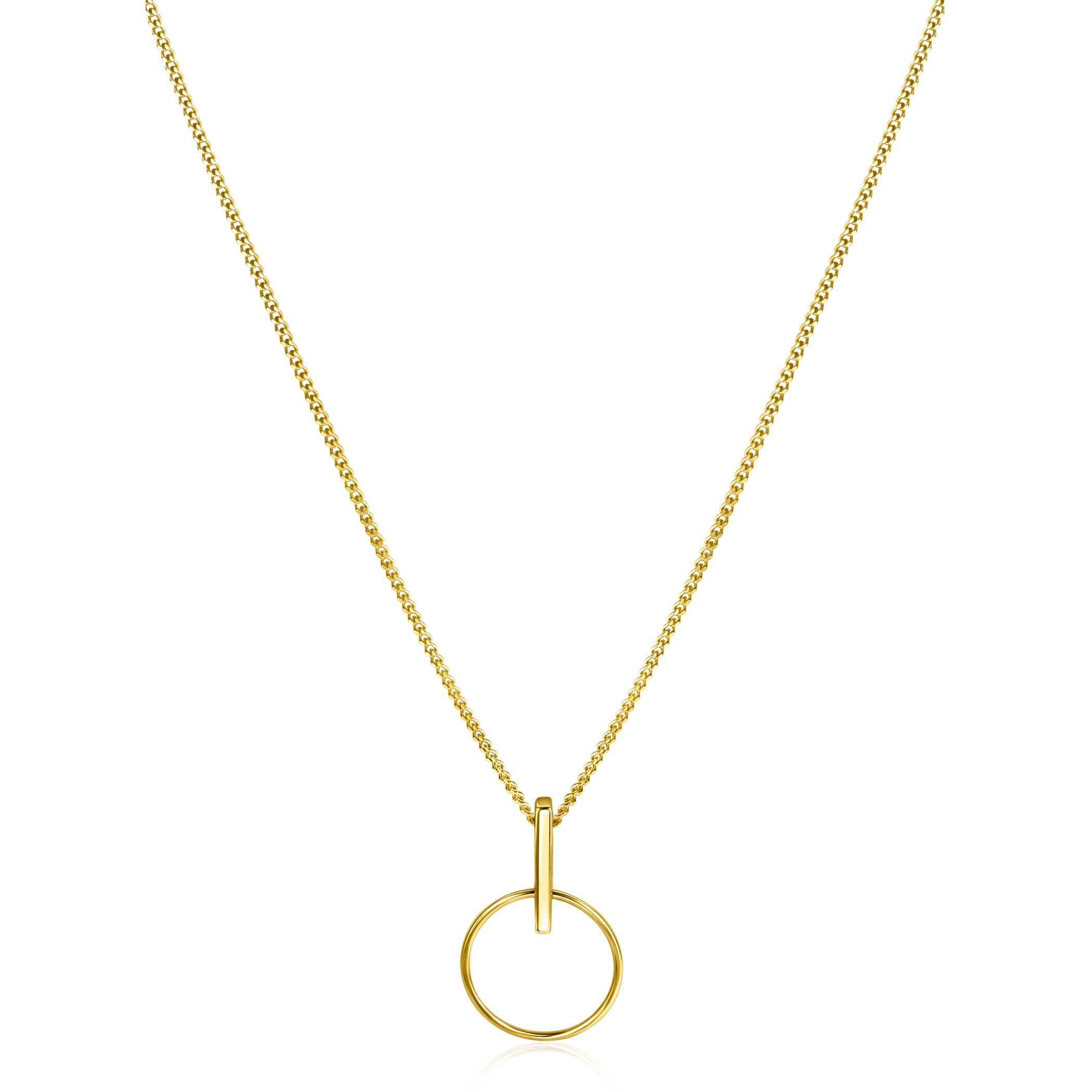 18mm ZINZI 14K Gold Pendant Open Circle and Trendy Bar as Bail ZGH404 (excl. necklace)