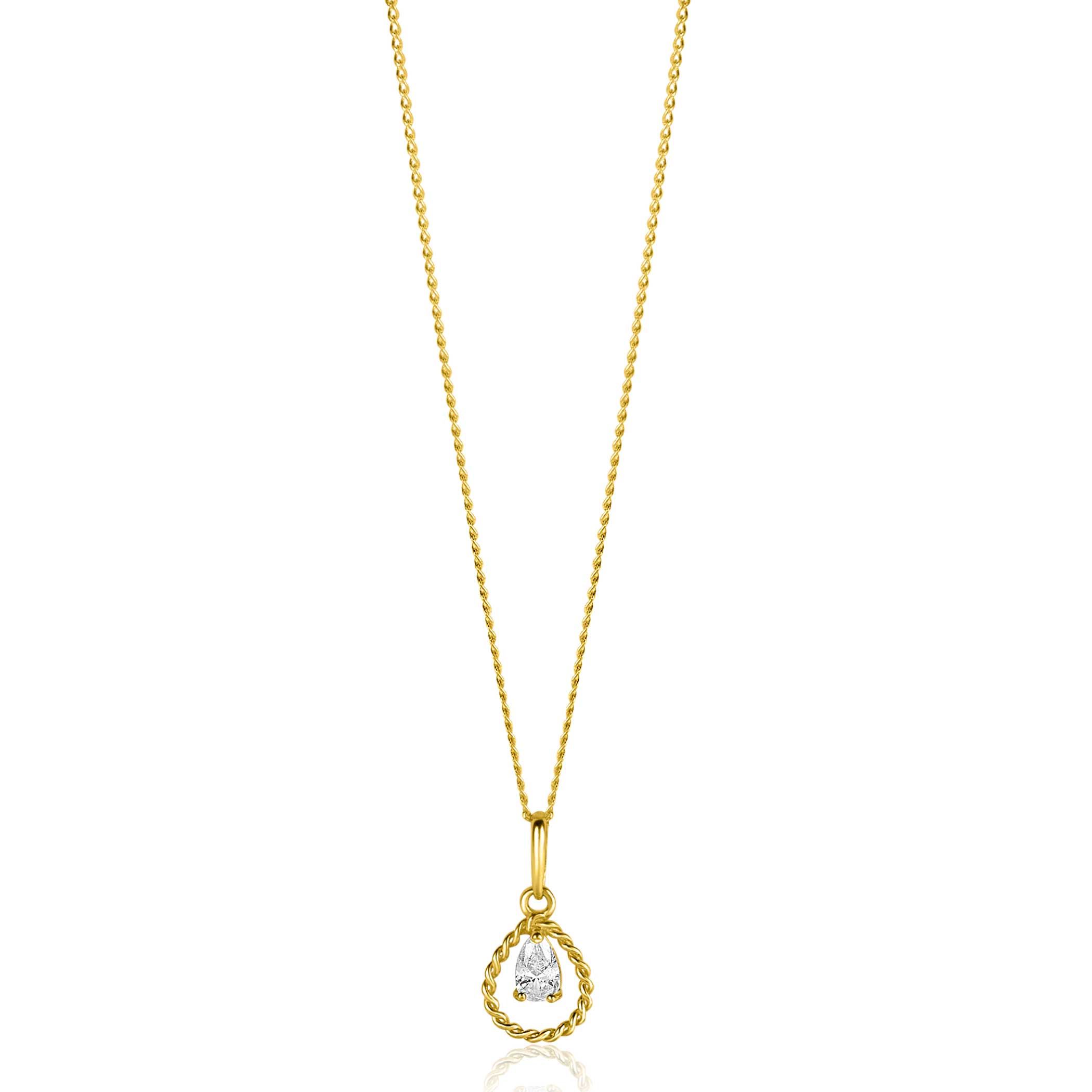 16mm ZINZI 14K Gold Pendant Drop White Zirconia ZGH478 (excl. necklace)