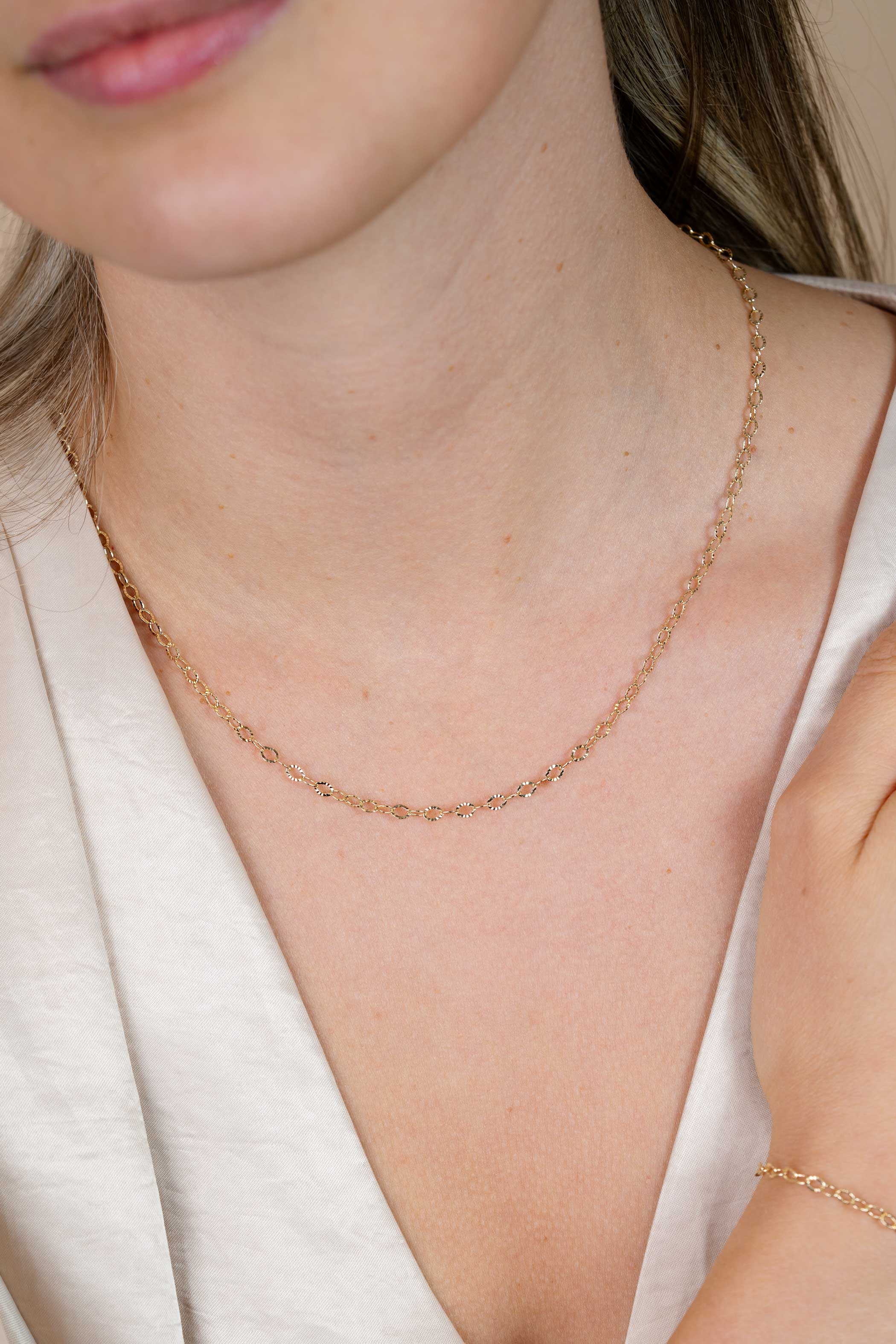 ZINZI GOLD collier ronde schakels gediamanteerd