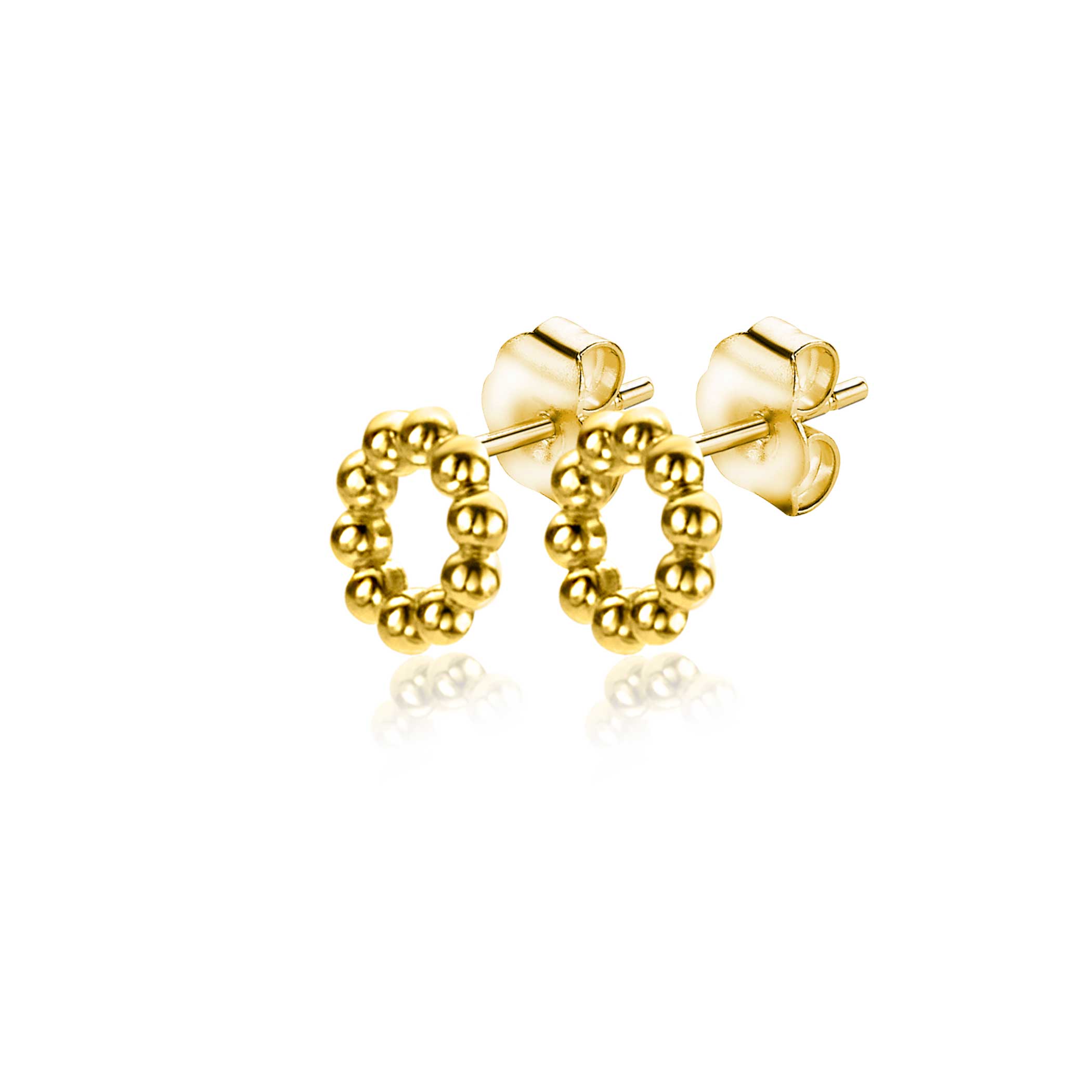 5,5mm ZINZI 14K Gold Stud Earrings Open Circle Beads ZGO399