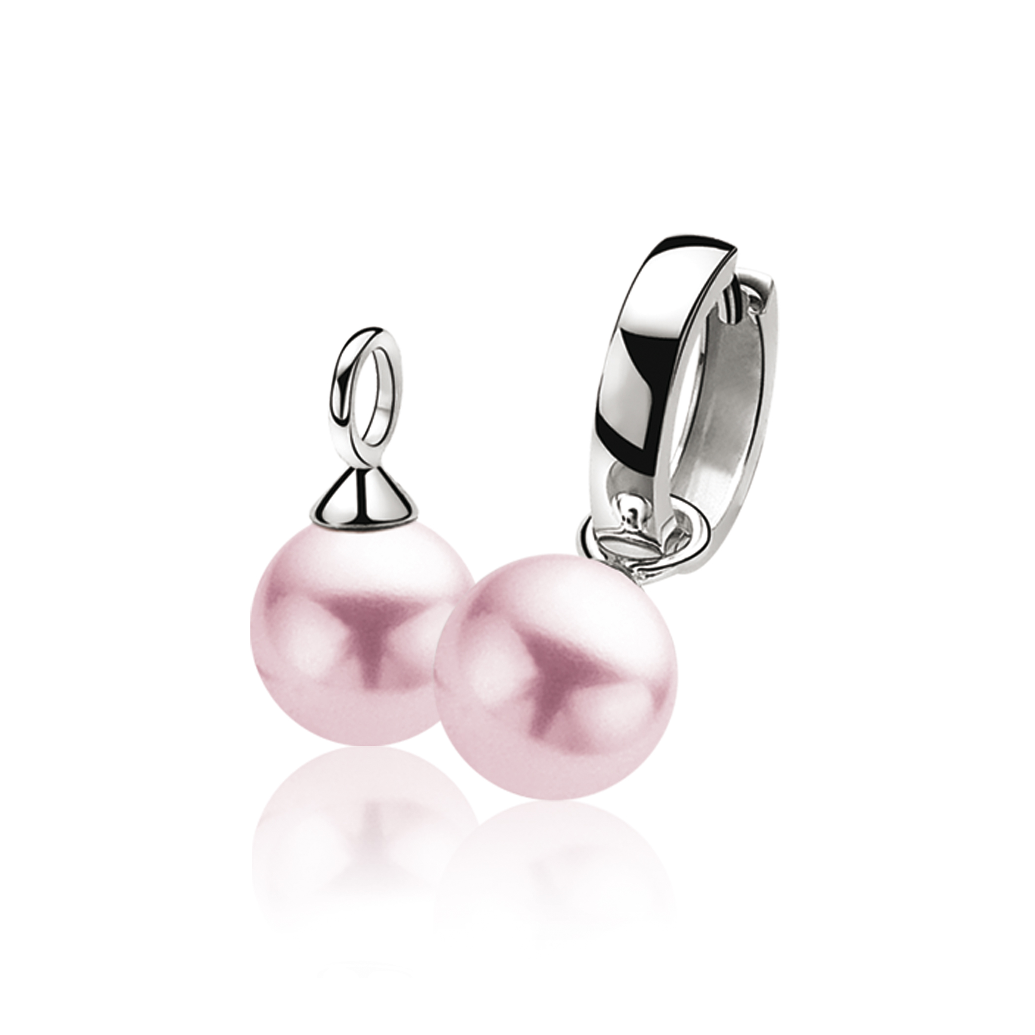 10mm ZINZI Sterling Silver Earrings Pendants Pearl Pink ZICH266R (excl. hoop earrings)