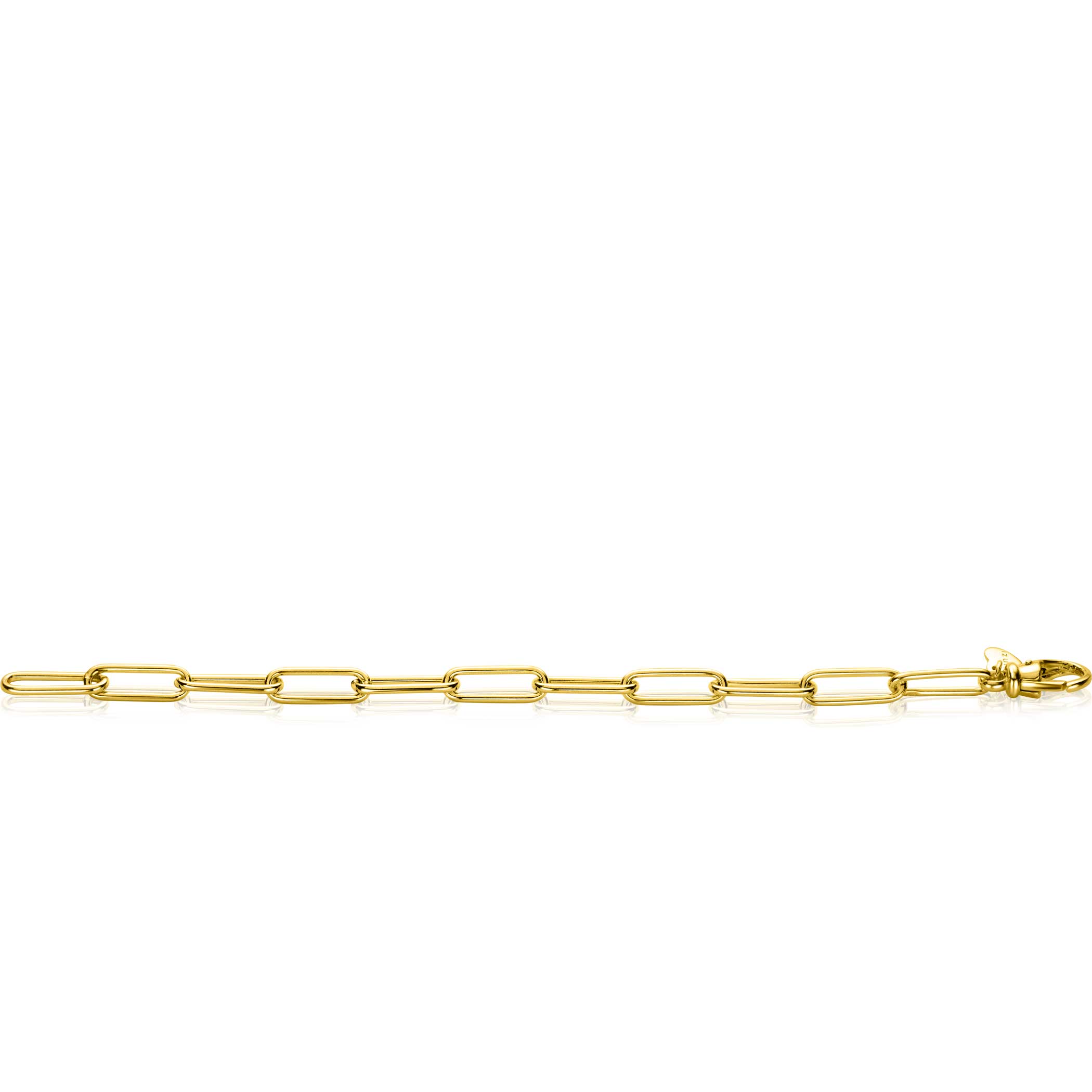 ZINZI Gold Plated Sterling Silver Paperclip Chain Bracelet length chain 7mm 18,5cm ZIA2533G