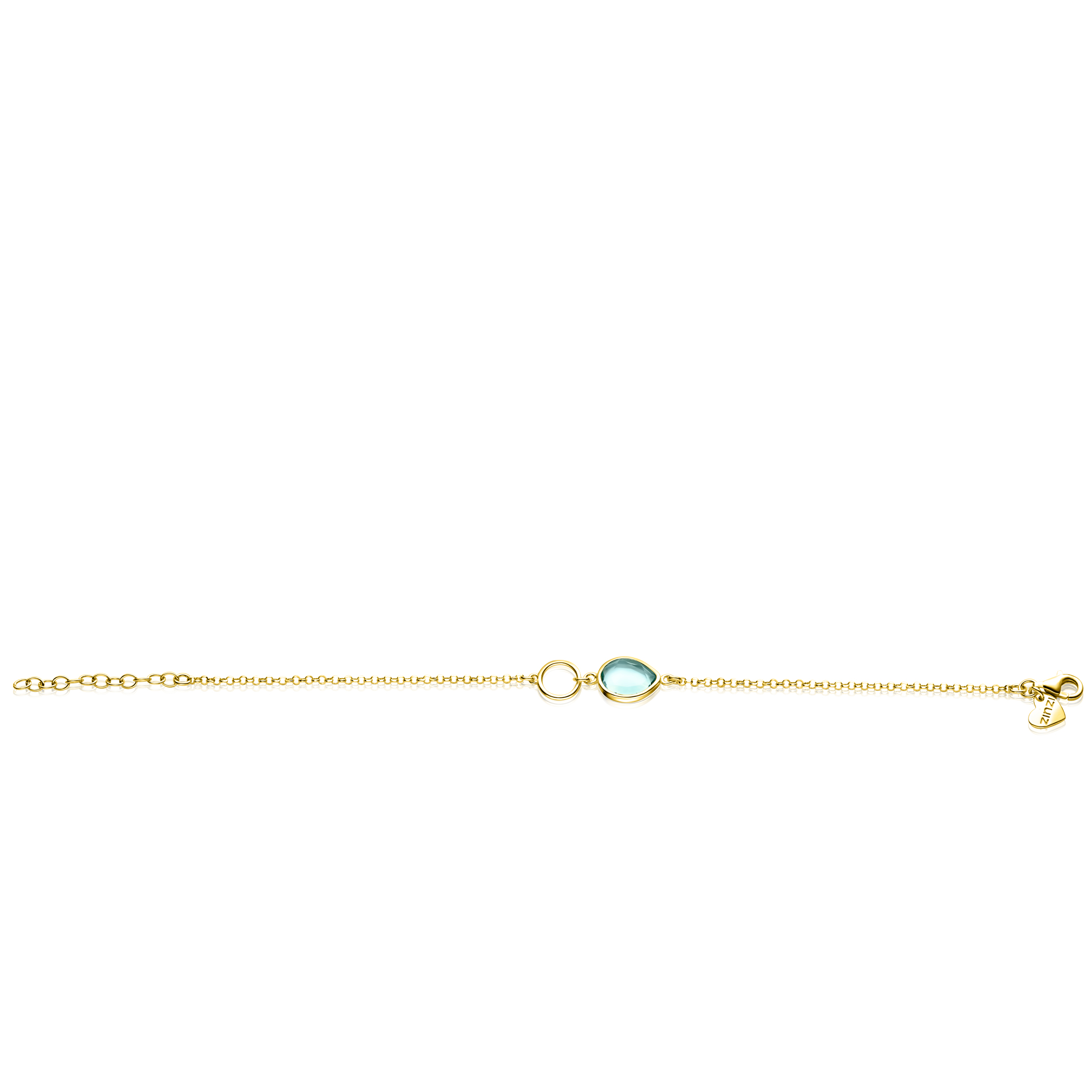 ZINZI zlv. armband gg.verg. turq. peer en rondje