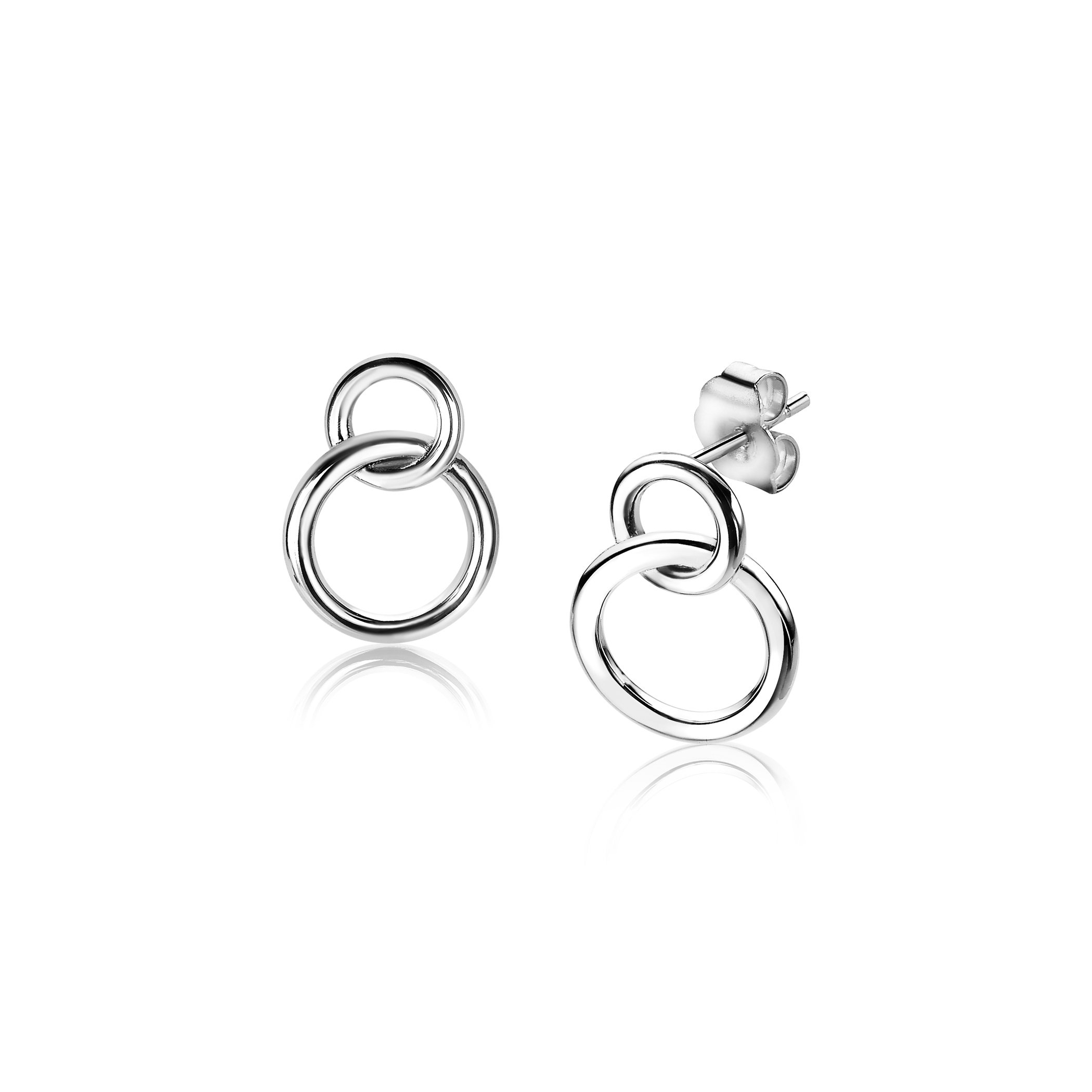 ZINZI Sterling Silver Stud Earrings with 2 Connected Open Circles ZIO1278