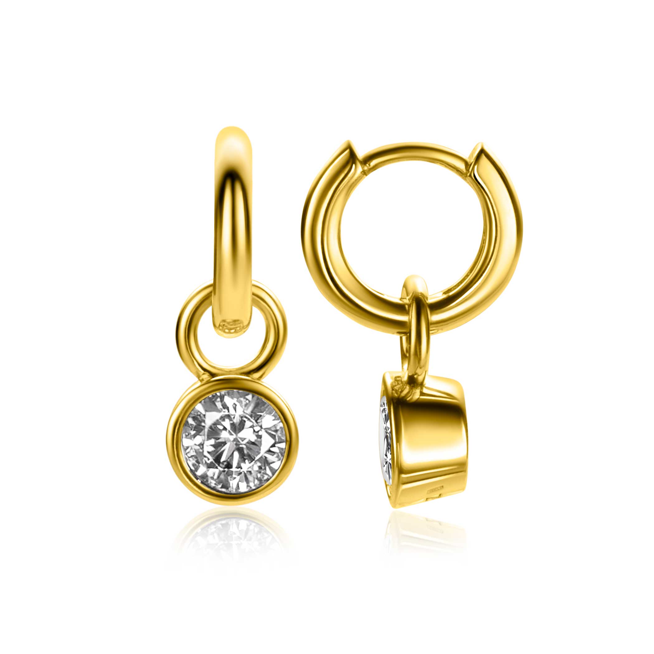 APRIL Earrings Pendants Gold Plated with Birthstone Diamond White Zirconia (excl. hoop earrings)