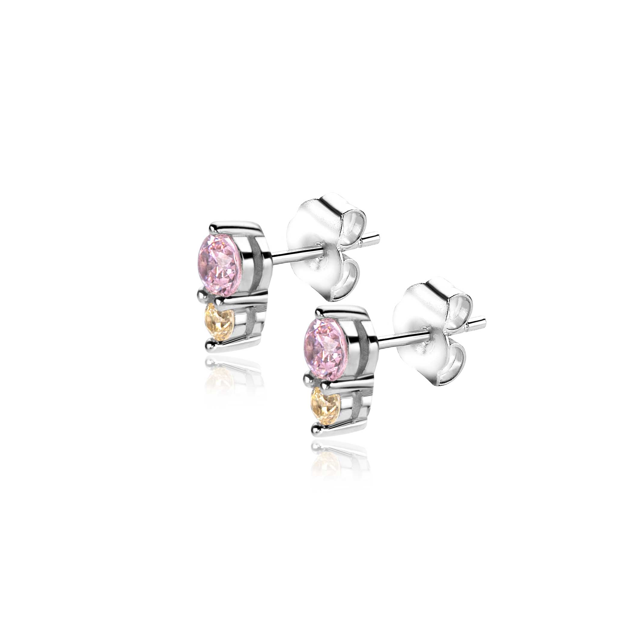 6mm ZINZI Sterling Silver Stud Earrings Round Pink Champagne ZIO2501
