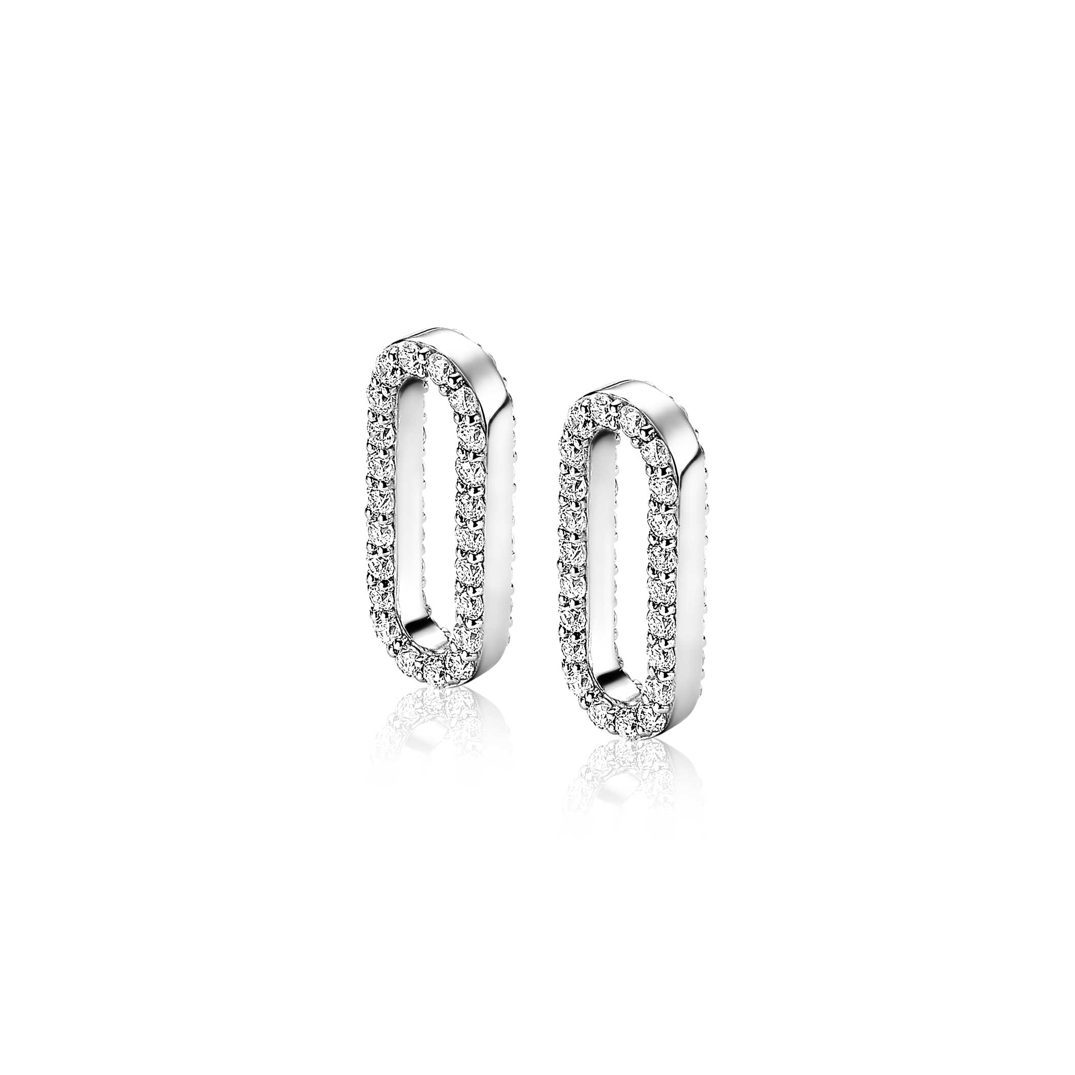 20mm ZINZI Sterling Silver Earrings Pendants Oval White Zirconia ZICH2156 (excl. hoop earrings)