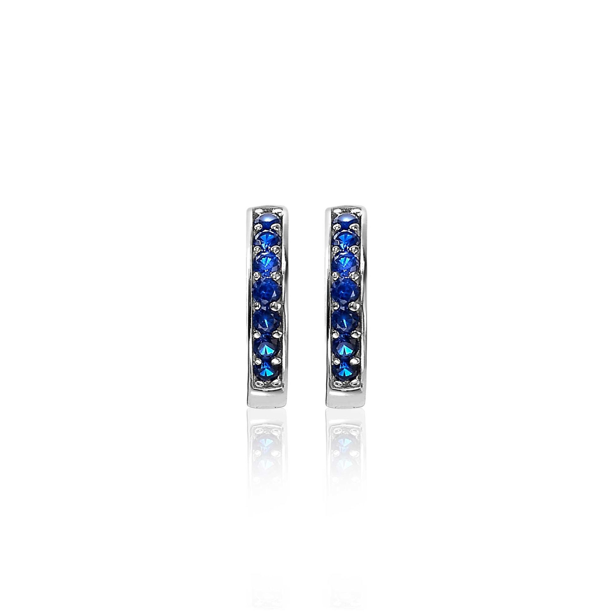 15mm ZINZI Sterling Silver Hoop Earrings Blue Zirconias width 3mm ZIO191DB