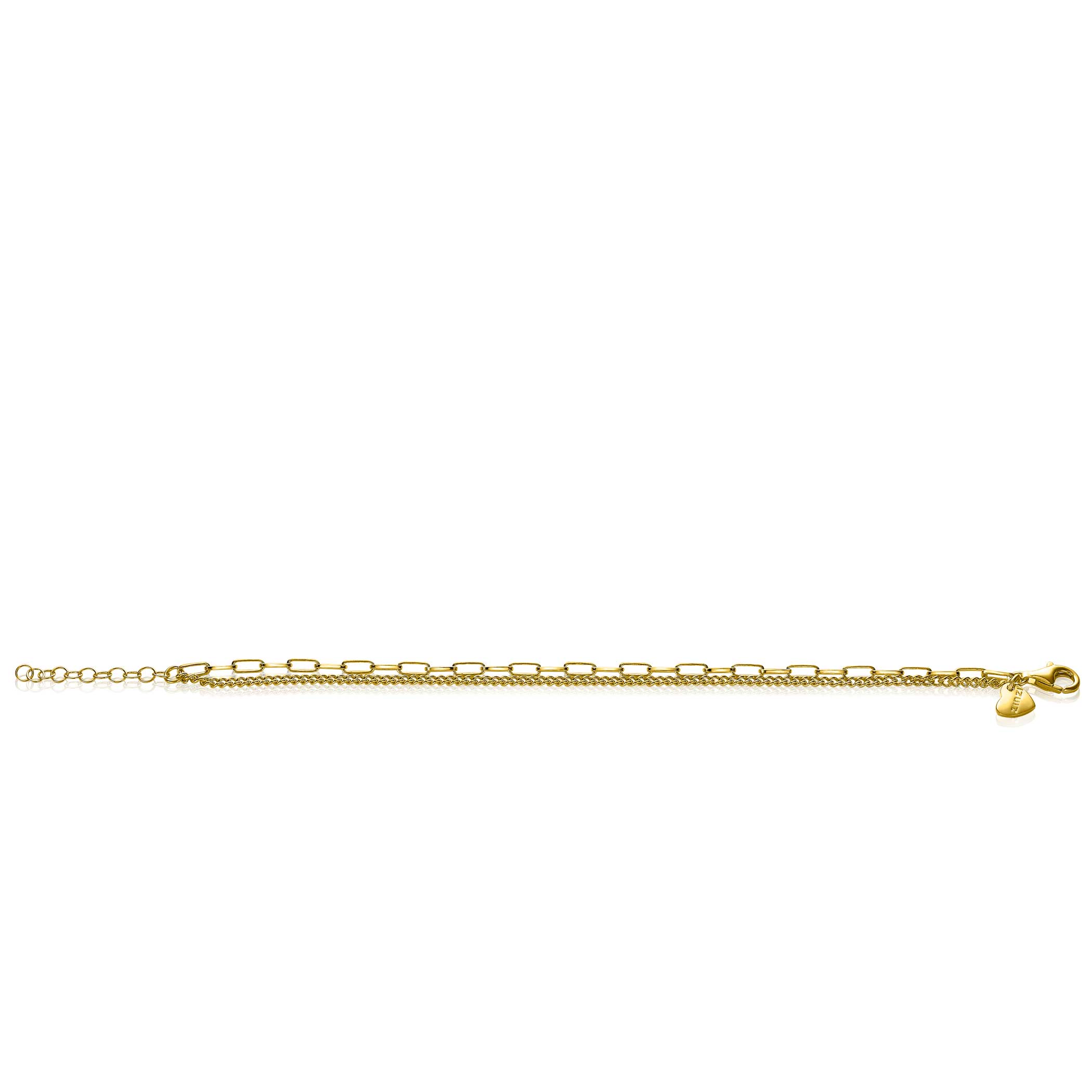 ZINZI Gold Plated Sterling Silver Multi-look Bracelet with Curb and Wheat Chain ZIA1988G