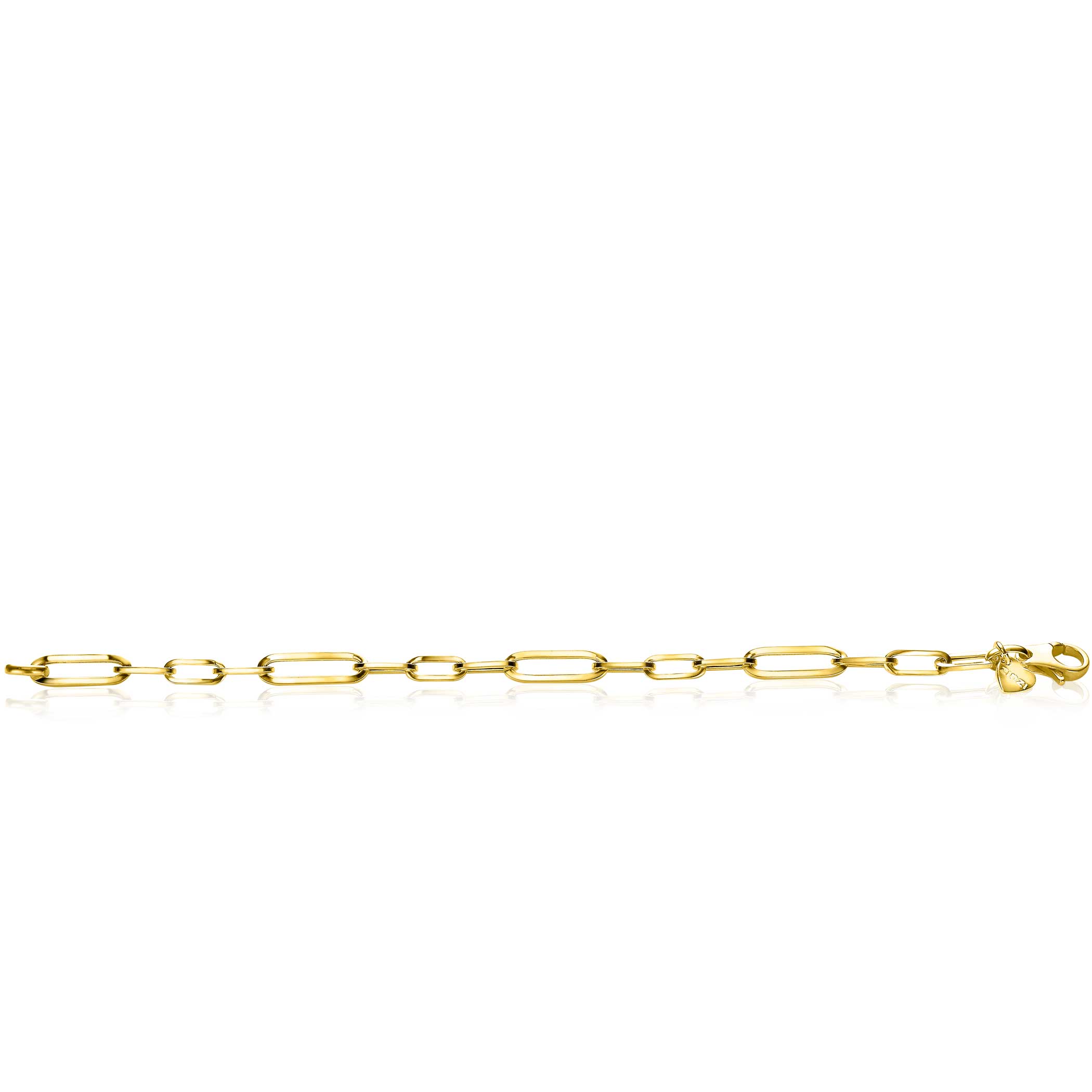 ZINZI Gold Plated Sterling Silver Bracelet Oval ''Closed Forever'' Chain width 6mm ZIA1990G