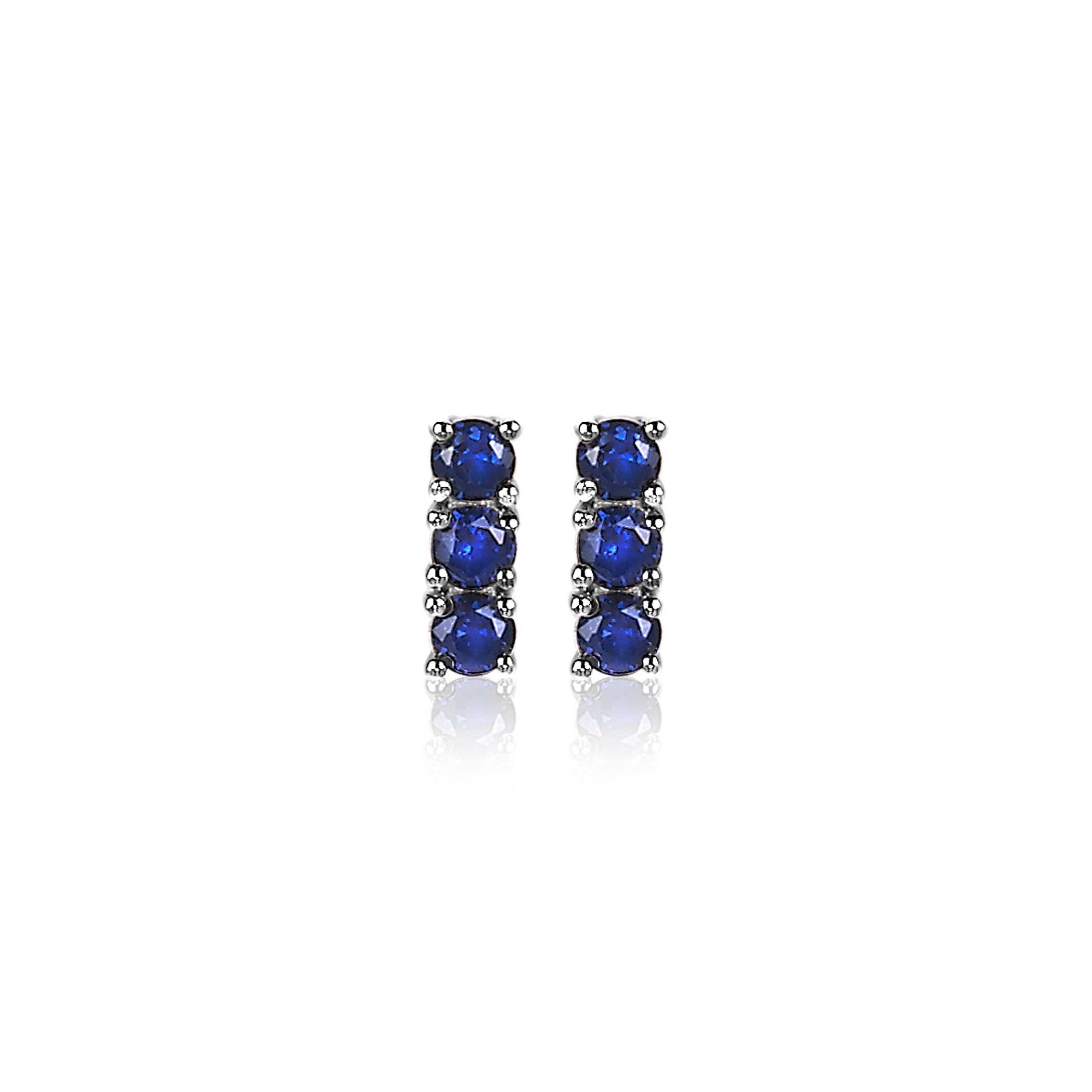 8mm ZINZI Sterling Silver Stud Earrings Bar Dark Blue ZIO2127B