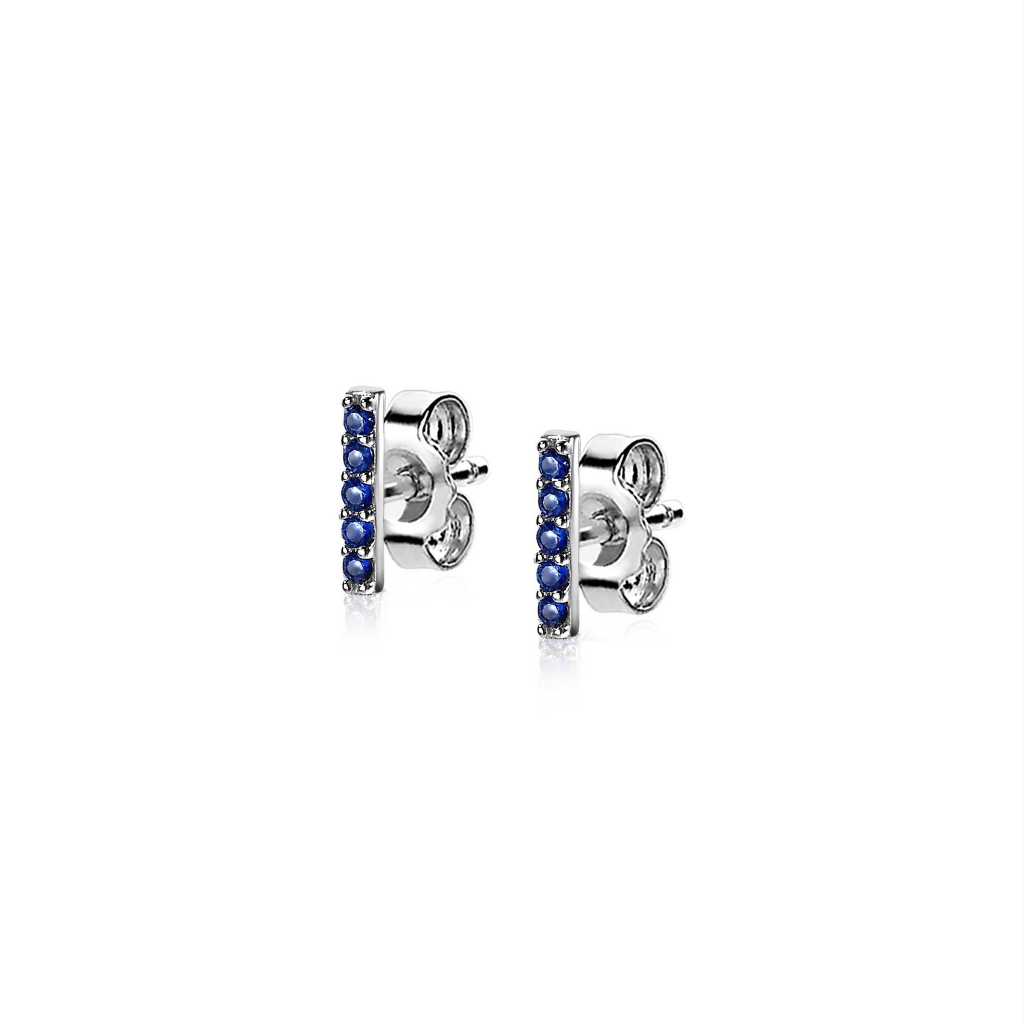 8mm ZINZI Sterling Silver Stud Earrings Bar Blue ZIO1689B