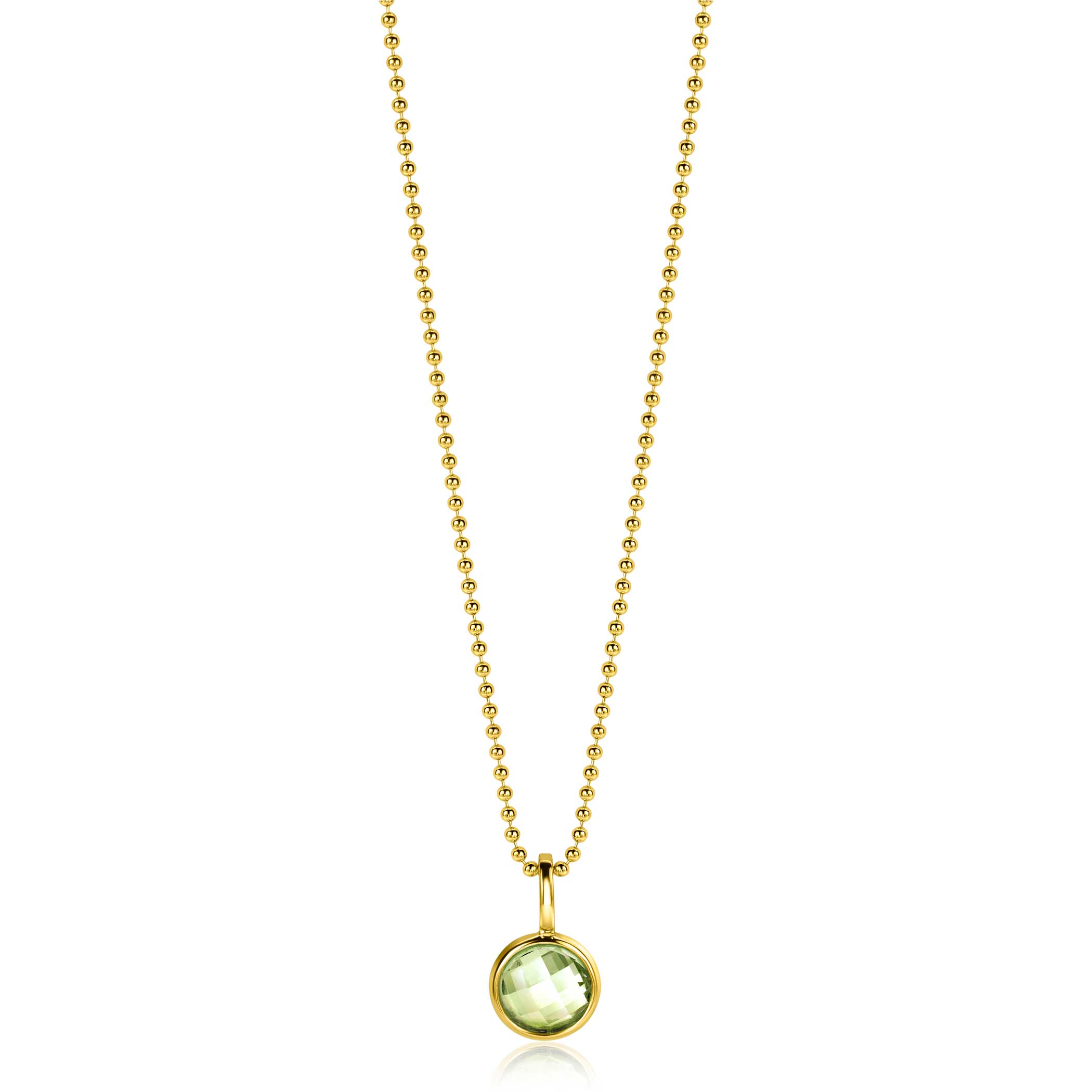 AUGUST Pendant 8mm Gold Plated Birthstone Green Peridot Zirconia (excl. necklace)