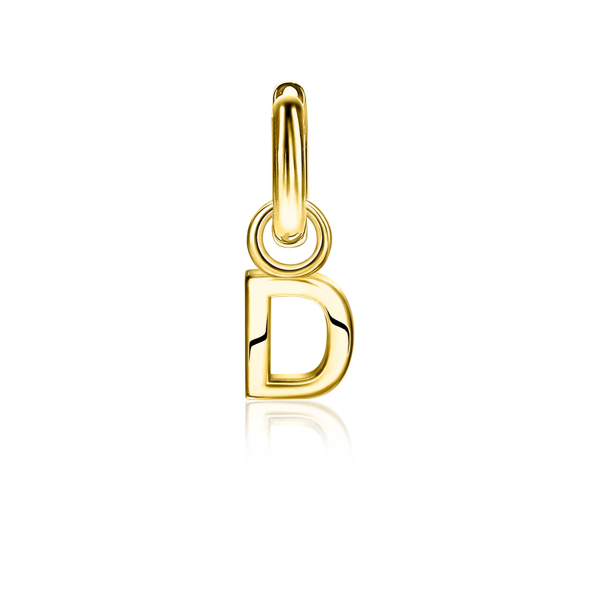 ZINZI Gold Plated Letter Earrings Pendant D price per piece ZICH2145D (excl. hoop earrings)