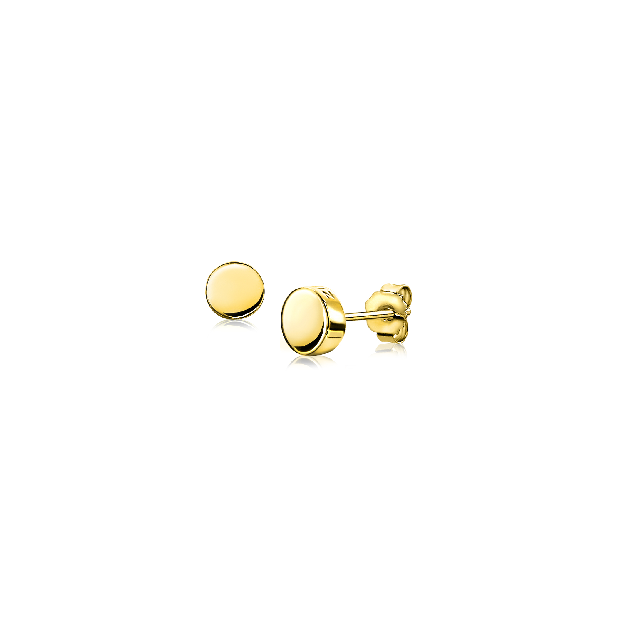 6mm ZINZI Gold Plated Sterling Silver Stud Earrings Shiny Round ZIO1376G