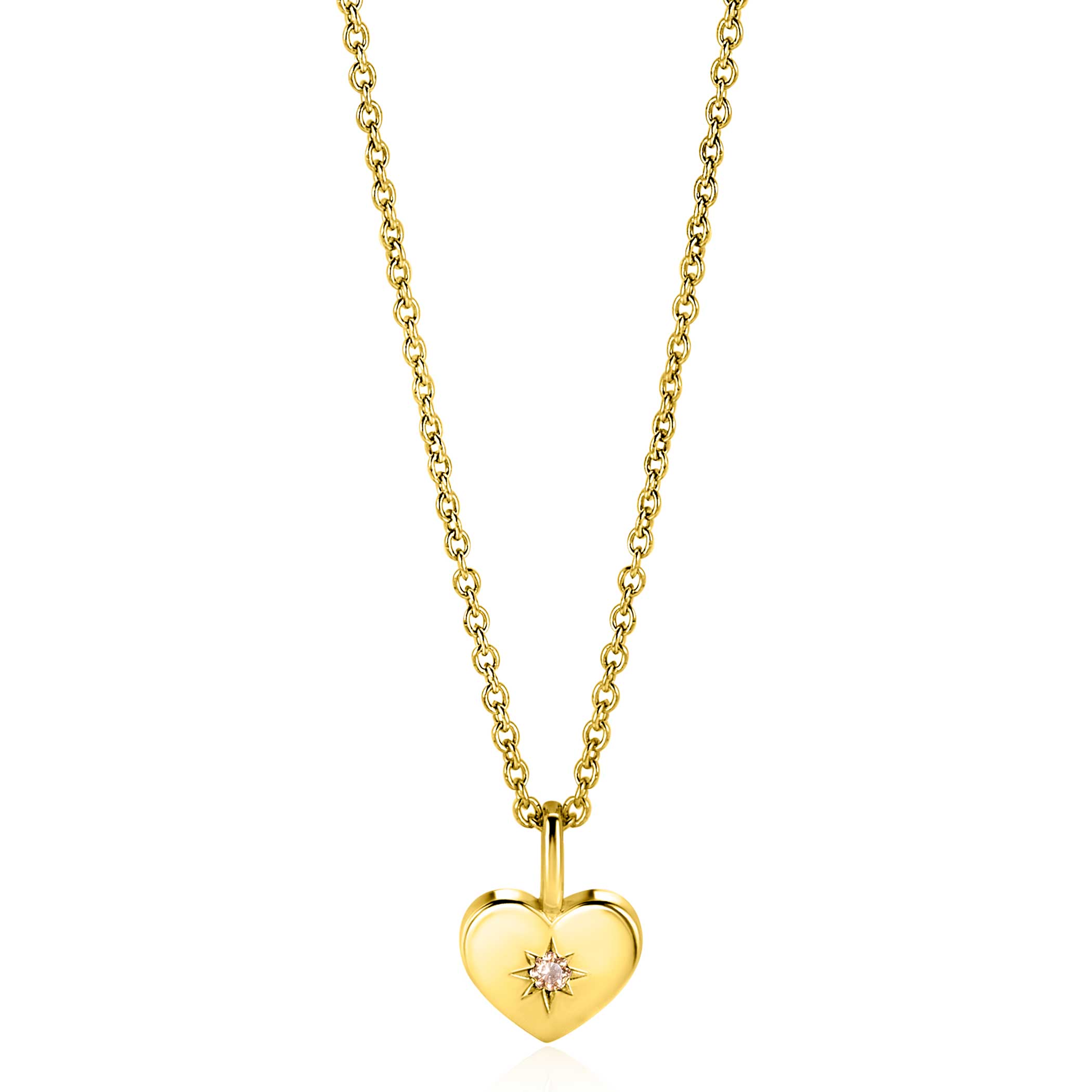 NOVEMBER Pendant 12mm Gold Plated Heart Birthstone Champagne Citrine Zirconia (excl. necklace)