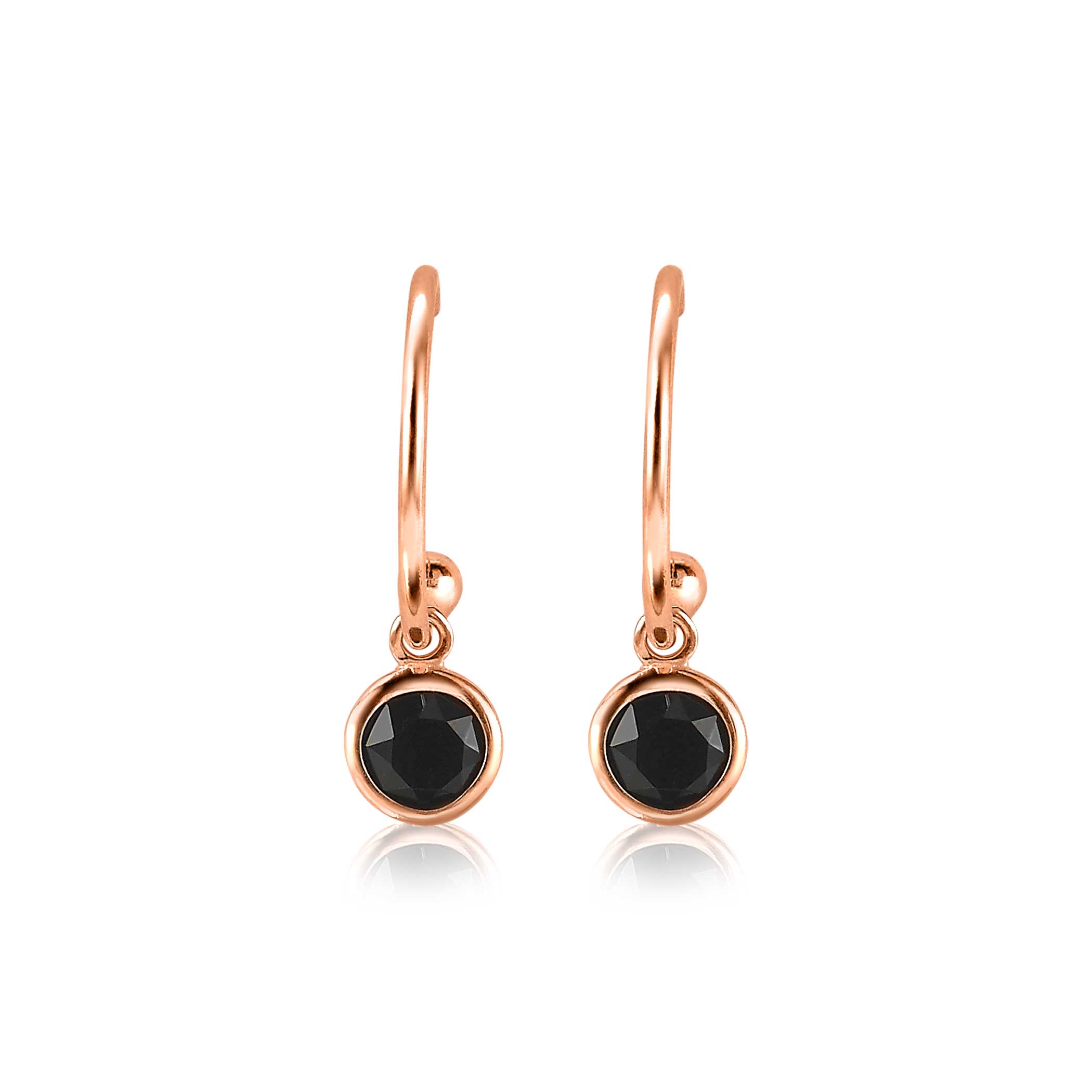 16mm ZINZI Rose Gold Plated Sterling Silver Earrings Black ZIO1935RZ