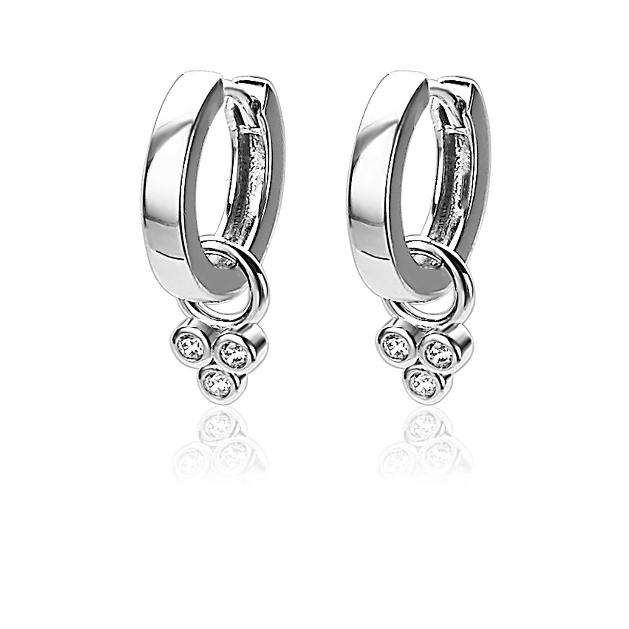 ZINZI Sterling Silver Earrings Pendants Round White ZICH1829 (excl. hoop earrings)