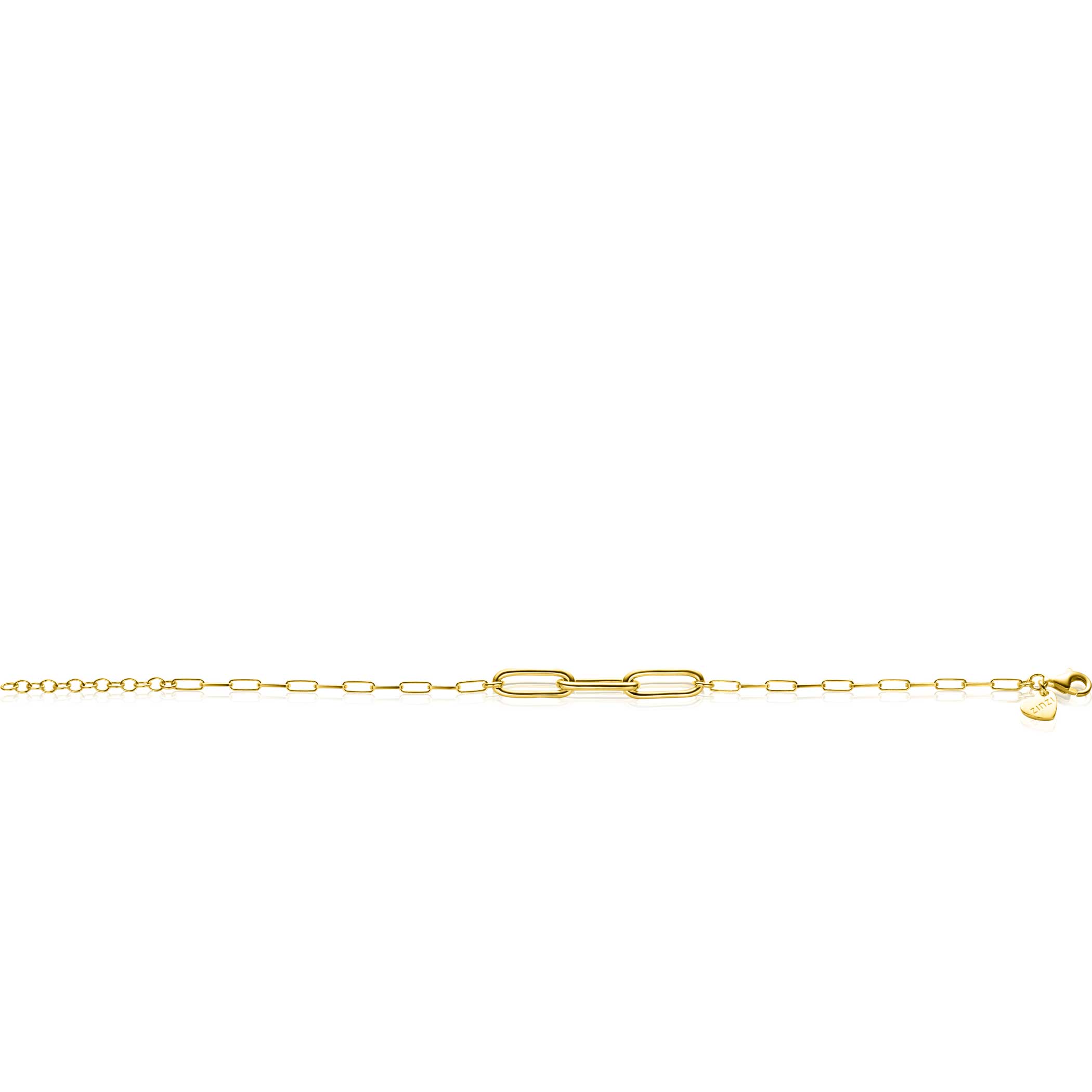 ZINZI Gold Plated Sterling Silver Chain Bracelet with 3 Large Oval Chains 16,5-19,5cm ZIA2522