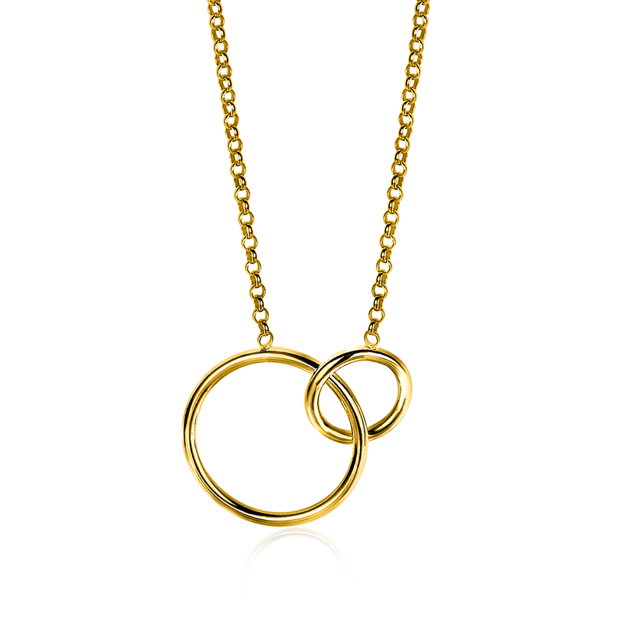 ZINZI Gold Plated Sterling Silver Necklace with 2 Connected Open Circles 42-45cm ZIC1278G