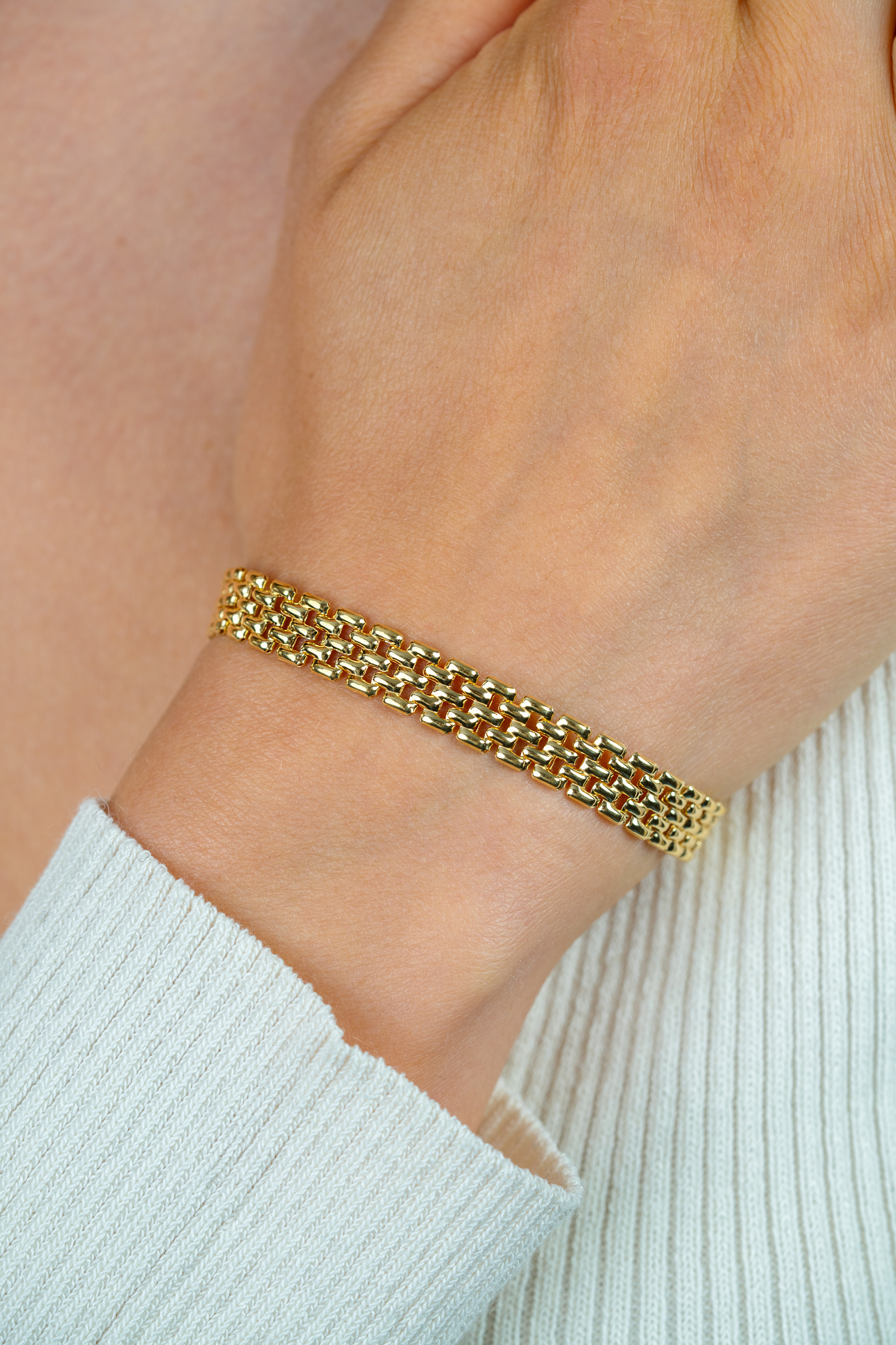 ZINZI Gold Plated Sterling Silver Bracelet Rolex-style Chain width 8mm 16,5-20cm ZIA2289G