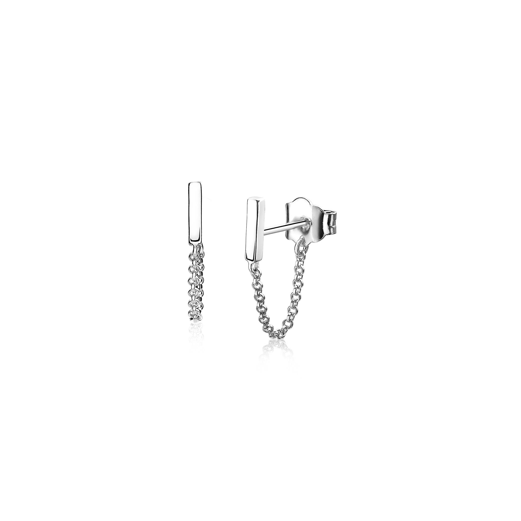 ZINZI Sterling Silver Stud Earrings Bar with Chain ZIO1688