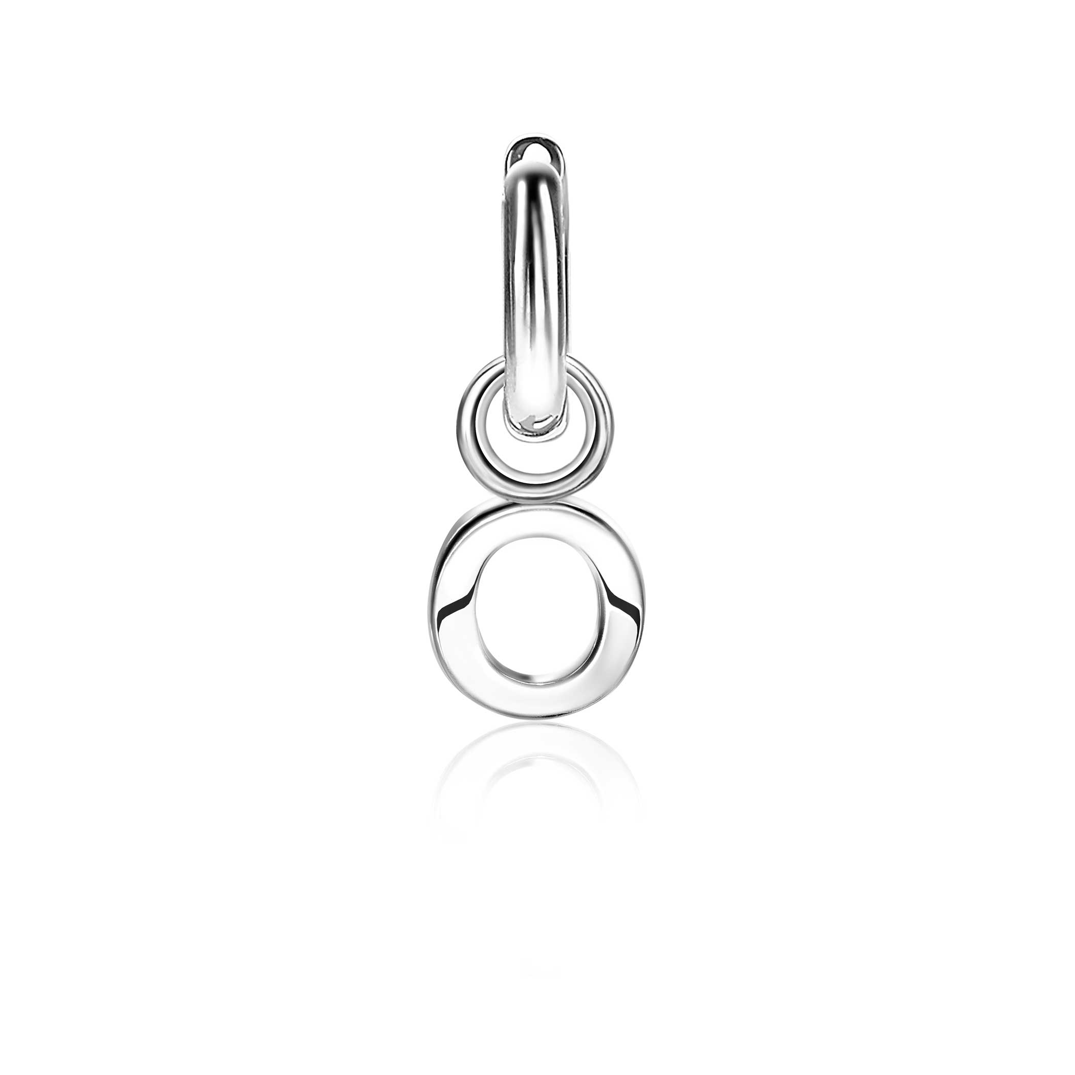 ZINZI Sterling Silver Letter Earrings Pendant O price per piece ZICH2144O (excl. hoop earrings)
