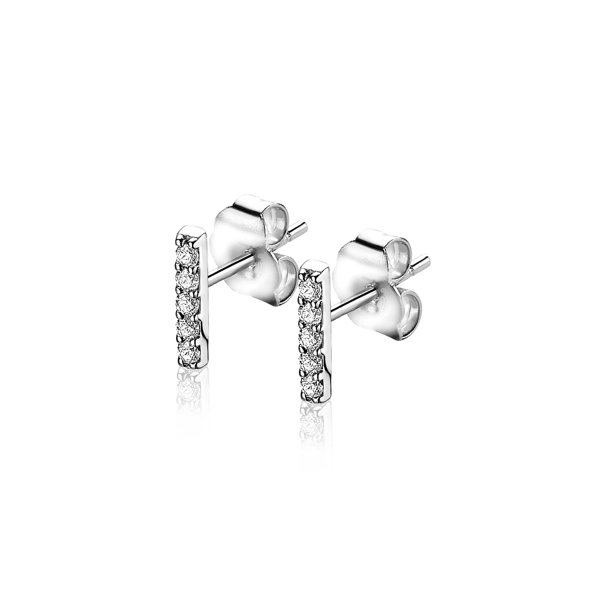 8mm ZINZI Sterling Silver Earrings Bar White ZIO1689Z