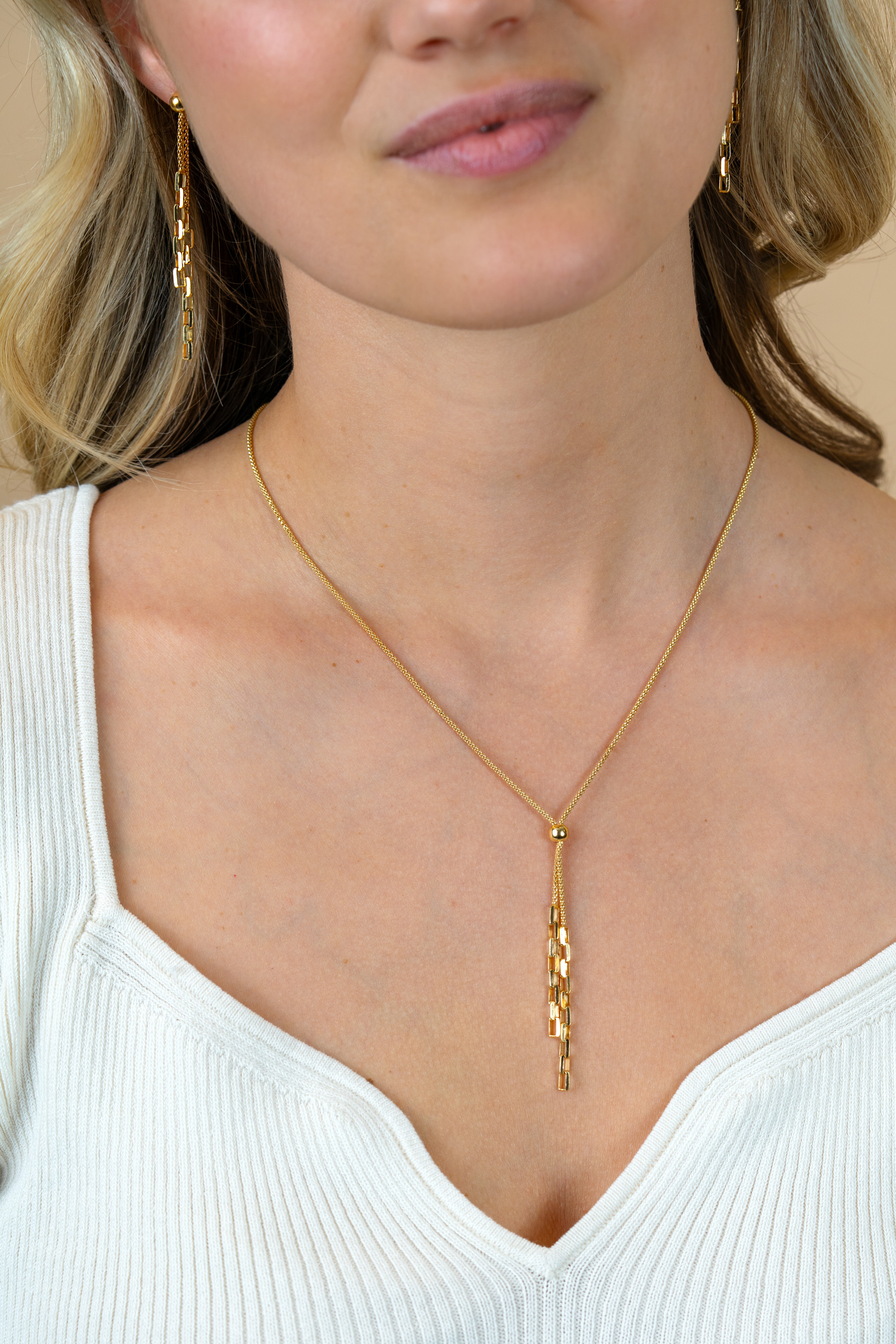 ZINZI zlv. Y-collier gg.verg.popcorn en schakels