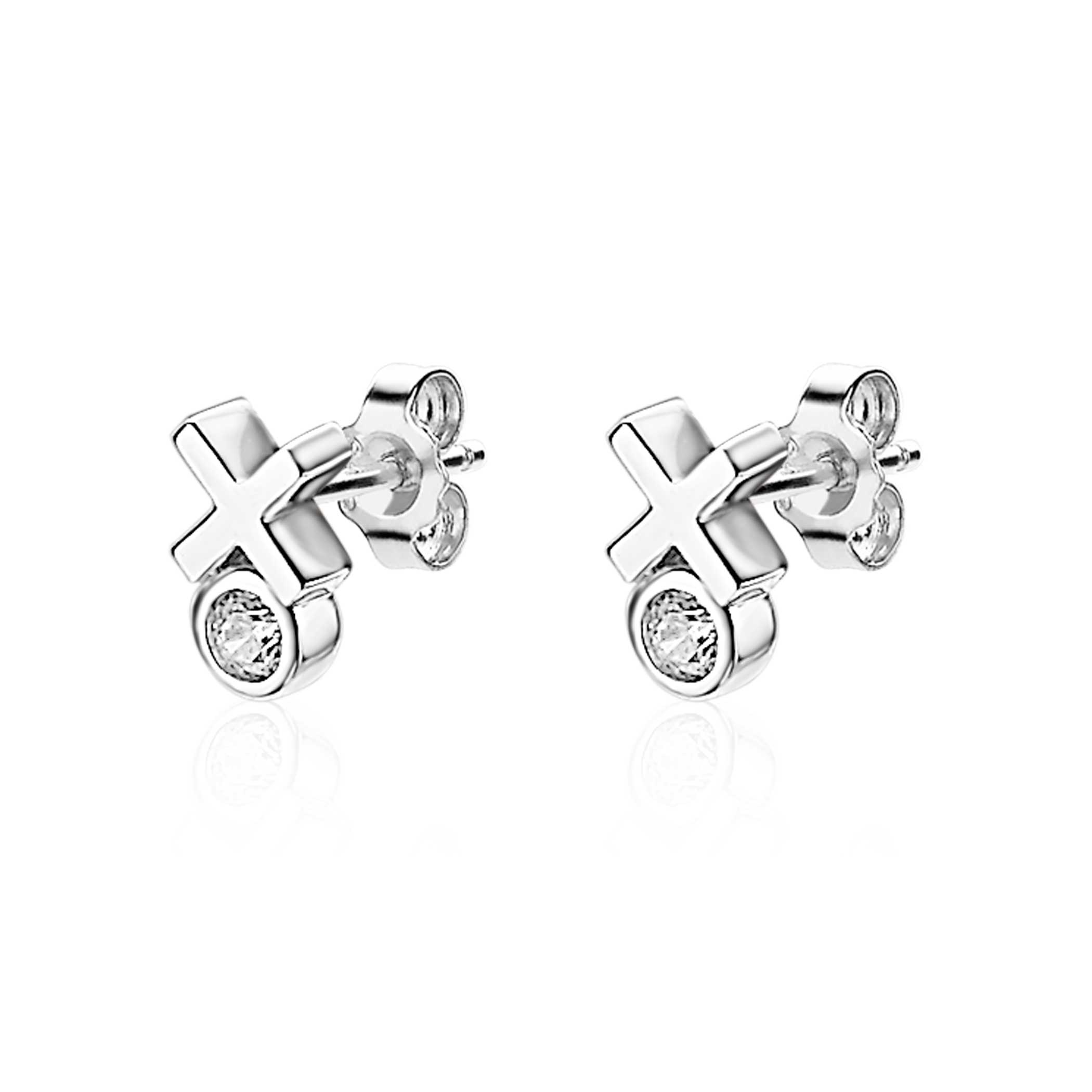 ZINZI Sterling Silver Stud Earrings XO White ZIO1821