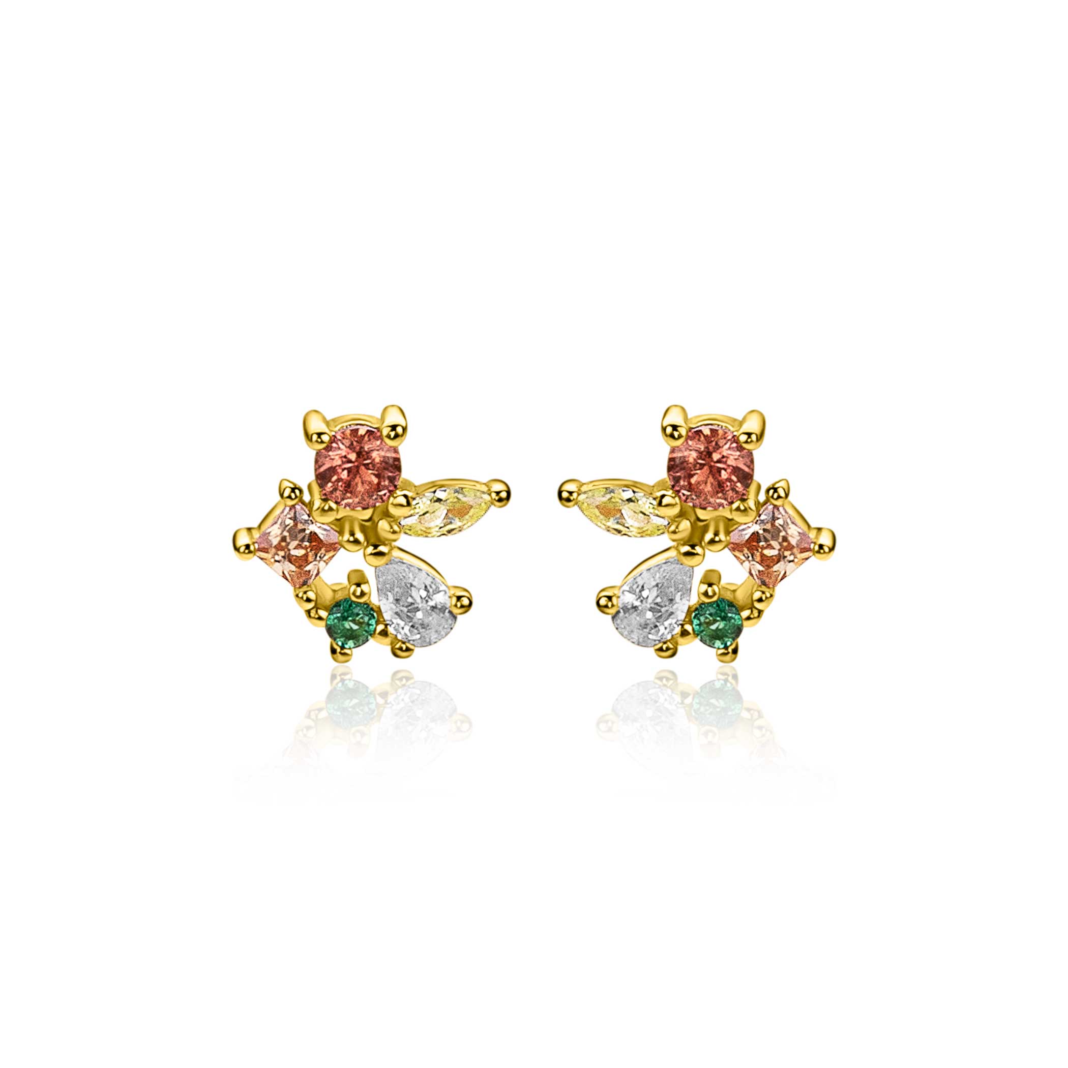 ZINZI zlv. oorknopjes gg.verg.groen/bruin/cham/zir