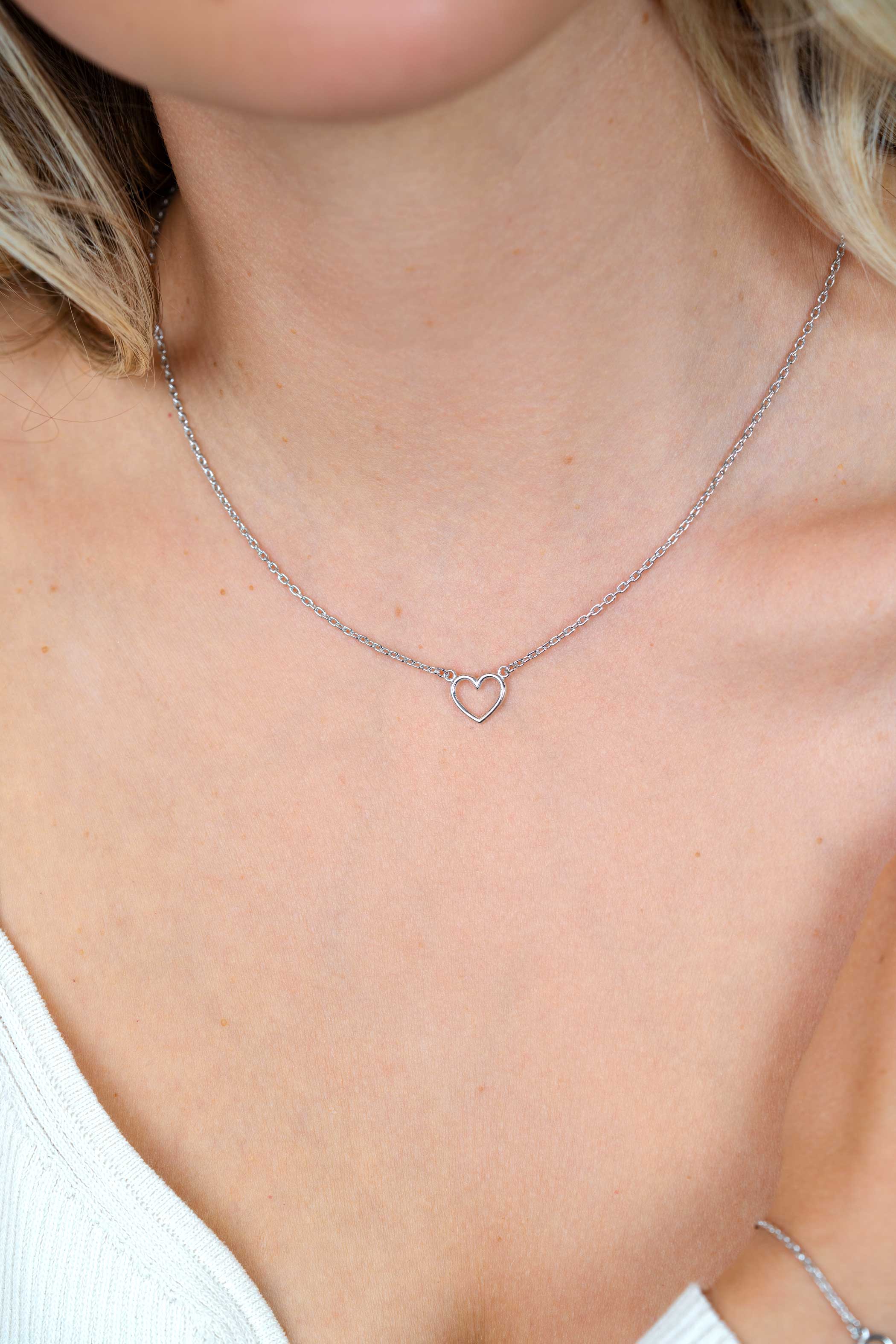ZINZI Sterling Silver Necklace Open Heart 40-43cm ZIC1420