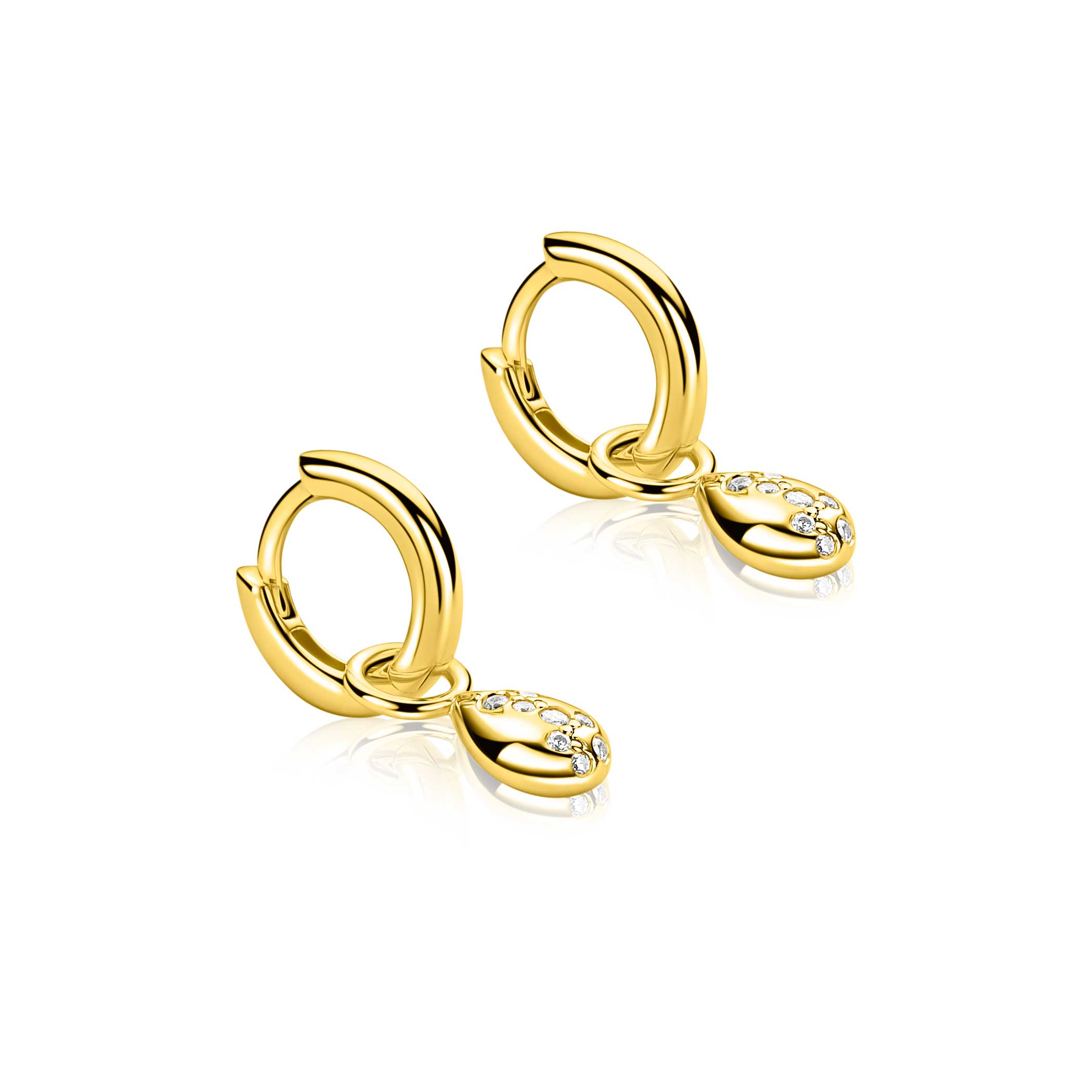 ZINZI zlv. oorbedels gg.verg.druppel met zirconia's