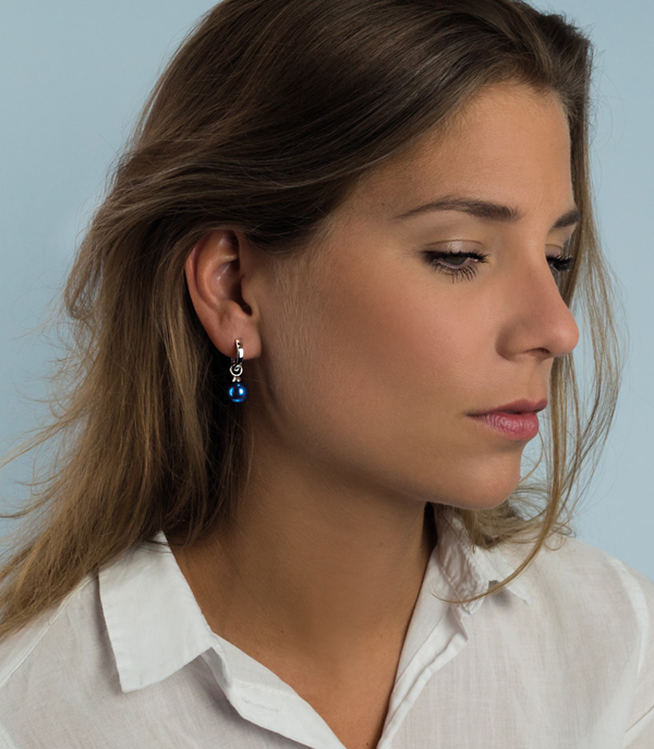 10mm ZINZI Sterling Silver Earrings Pendants Pearl Blue ZICH266B (excl. hoop earrings)