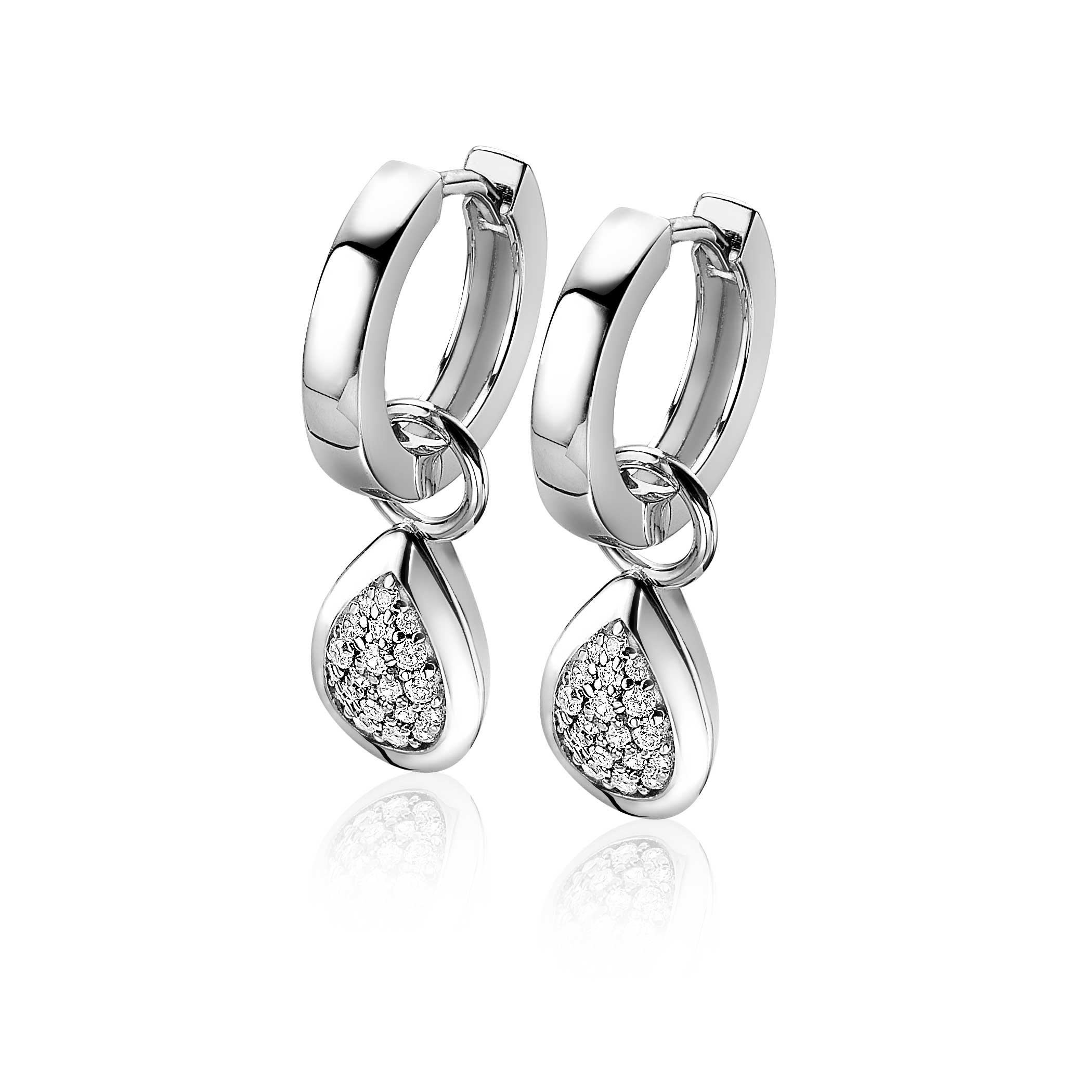 ZINZI Sterling Silver Earrings Pendants Drop White ZICH1768 (excl. hoop earrings)