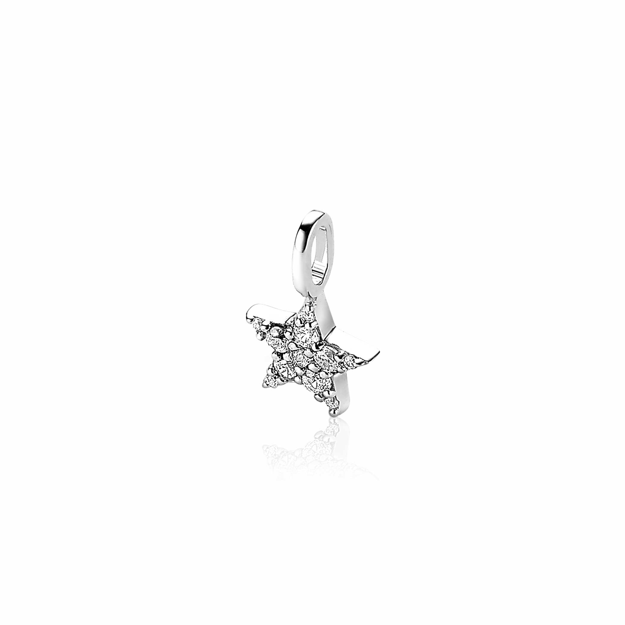 13mm ZINZI Sterling Silver Star Pendant White ZIH2138 (excl. necklace)