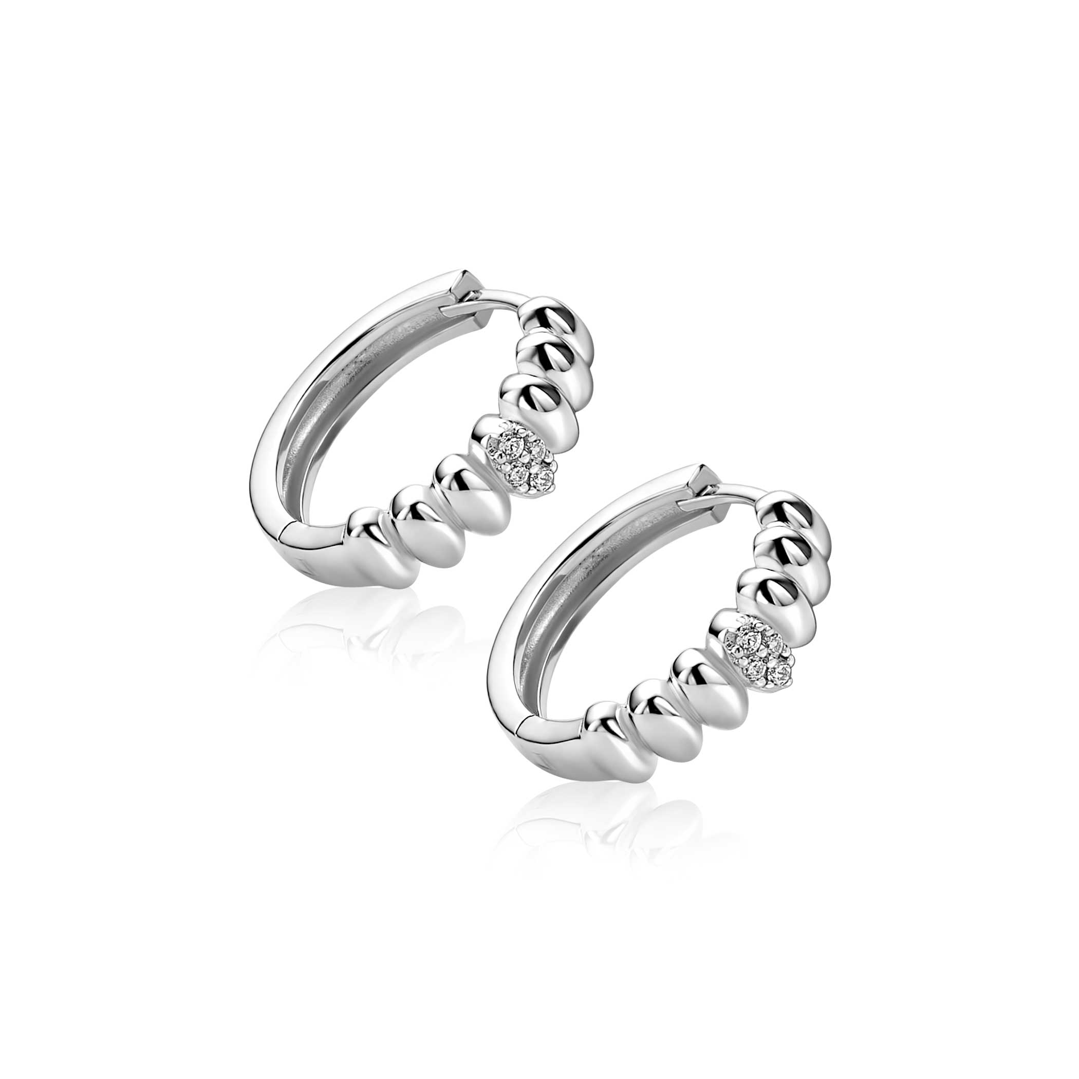 ZINZI zlv. oorringen ovaaltjes 1 bezet met zirc.