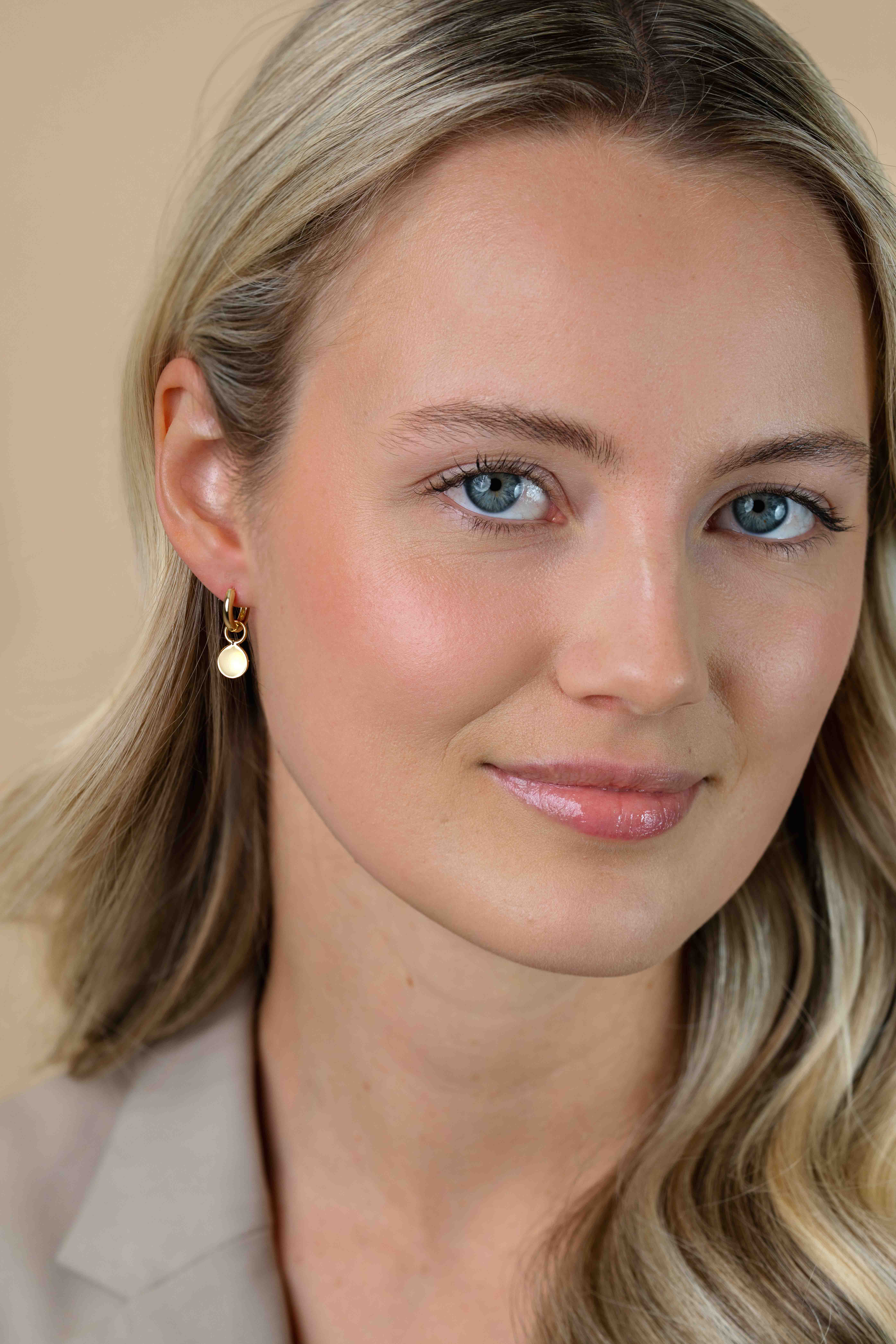 8mm ZINZI Gold Plated Sterling Silver Earrings Pendants Round ZICH2345G (excl. hoop earrings)