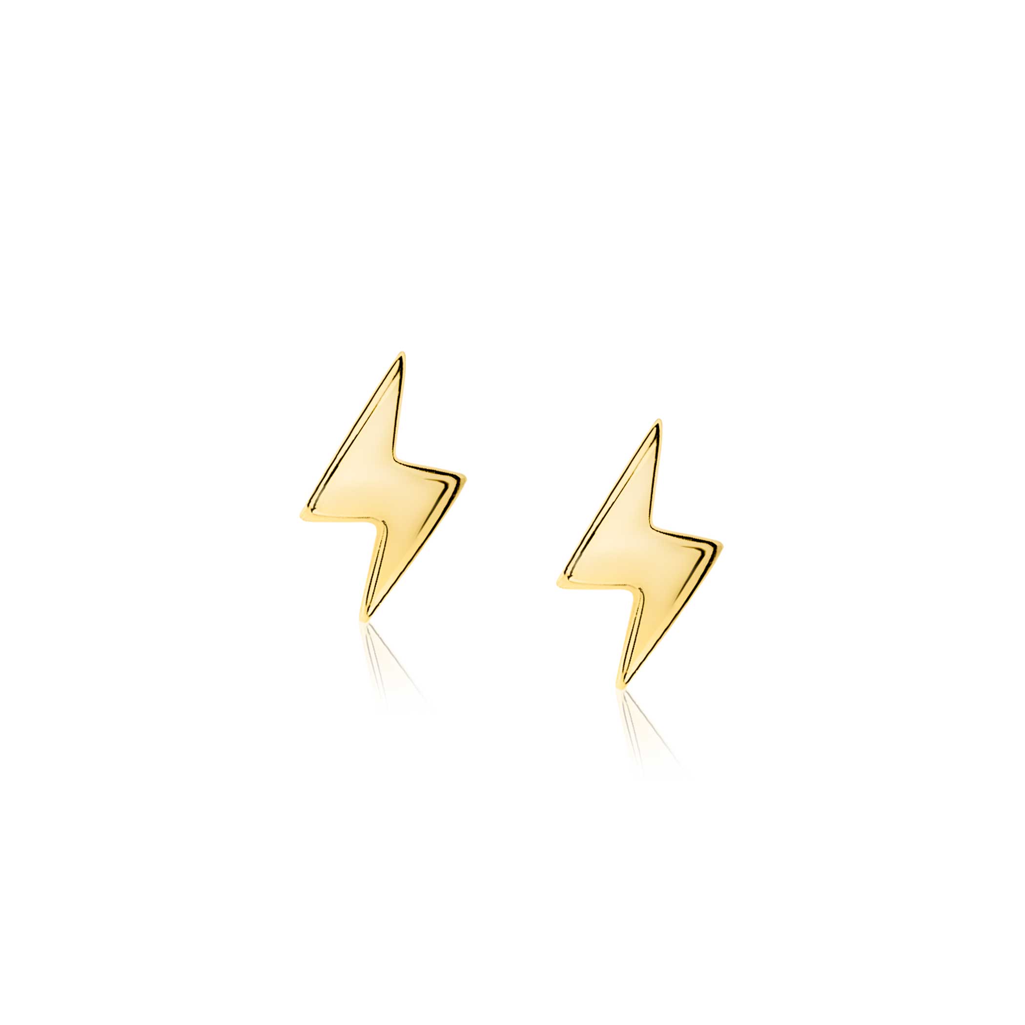 8mm ZINZI Gold Plated Sterling Silver Stud Earrings Bolt of Lightning ZIO1681G