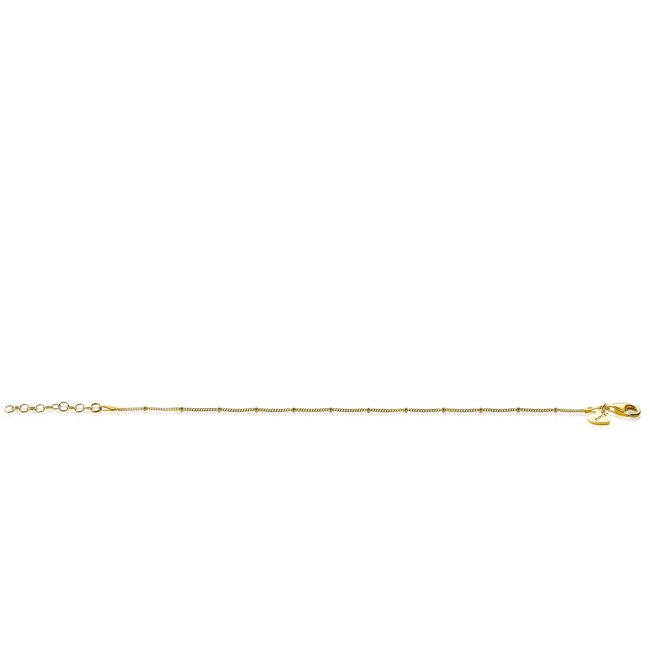 ZINZI Gold Plated Sterling Silver Curb Chain Bracelet with Beads 17-20cm ZIA2181G