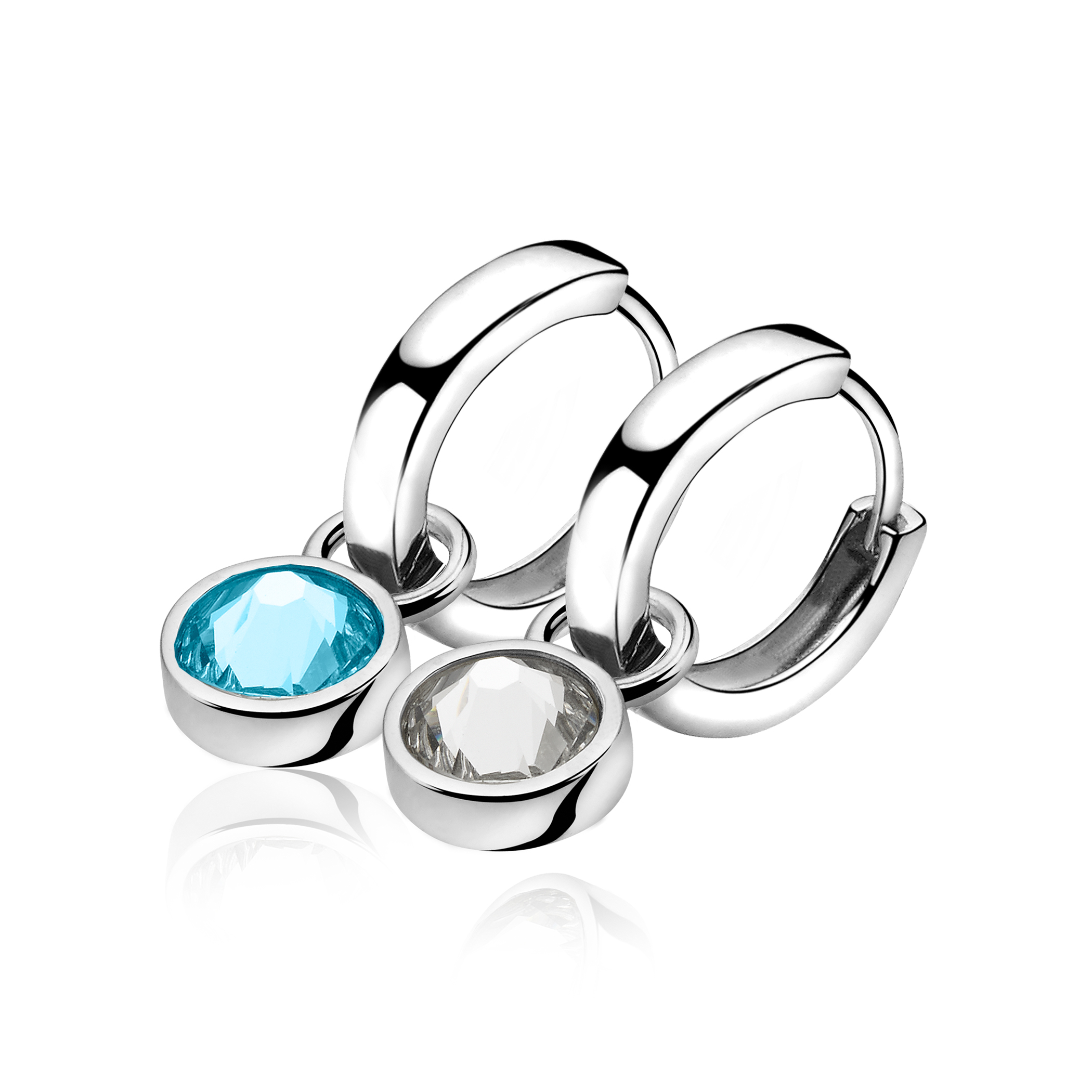 ZINZI Sterling Silver Earrings Pendants Blue White ZICH1006A (excl. hoop earrings)