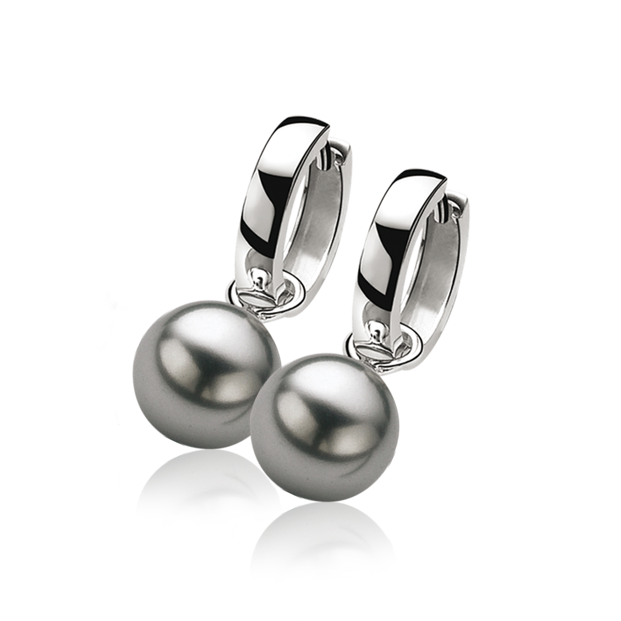 10mm ZINZI Sterling Silver Earrings Pendants Pearl Grey ZICH266G (excl. hoop earrings)