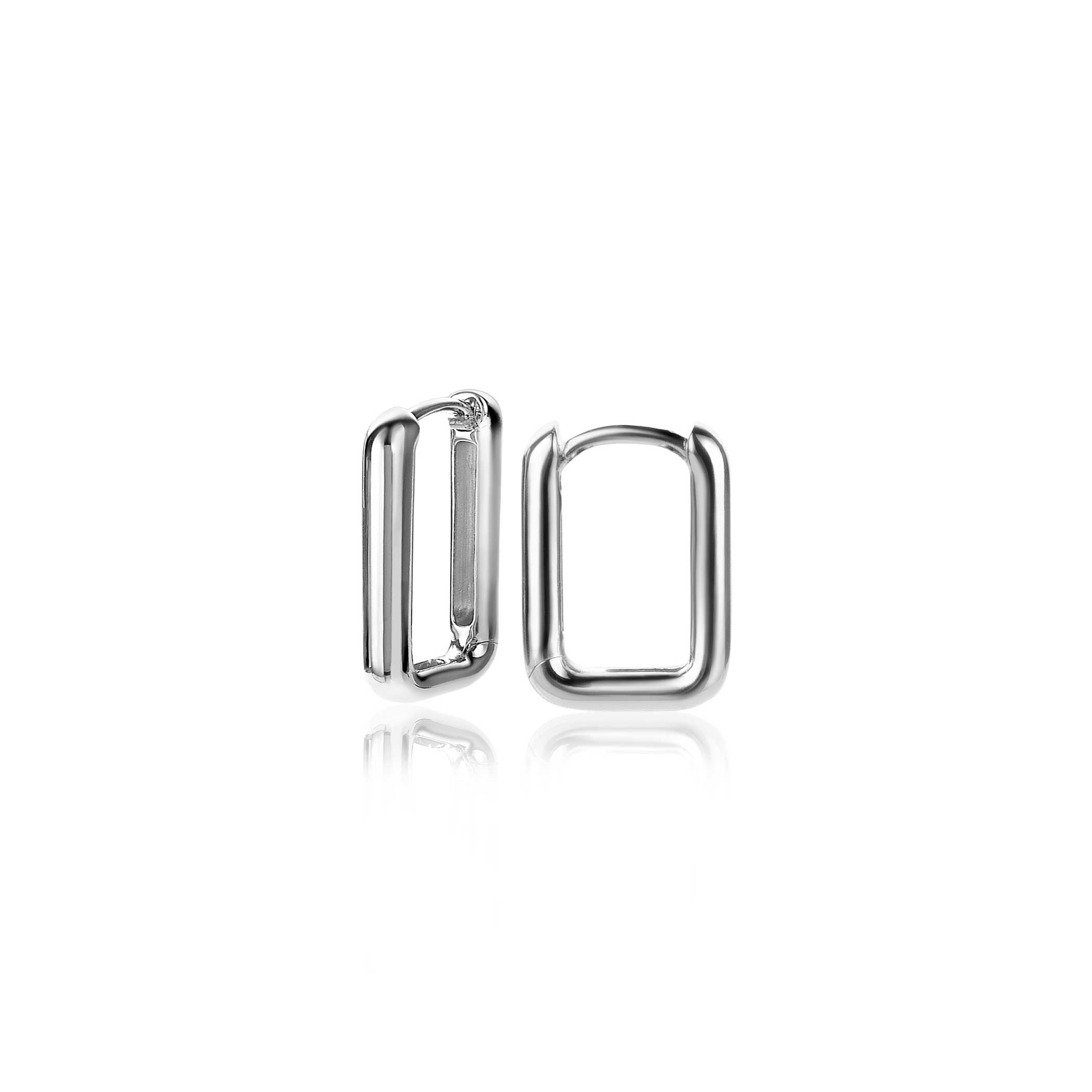 15mm ZINZI Sterling Silver Hoop Earrings Rectangular 15x2mm ZIO2221