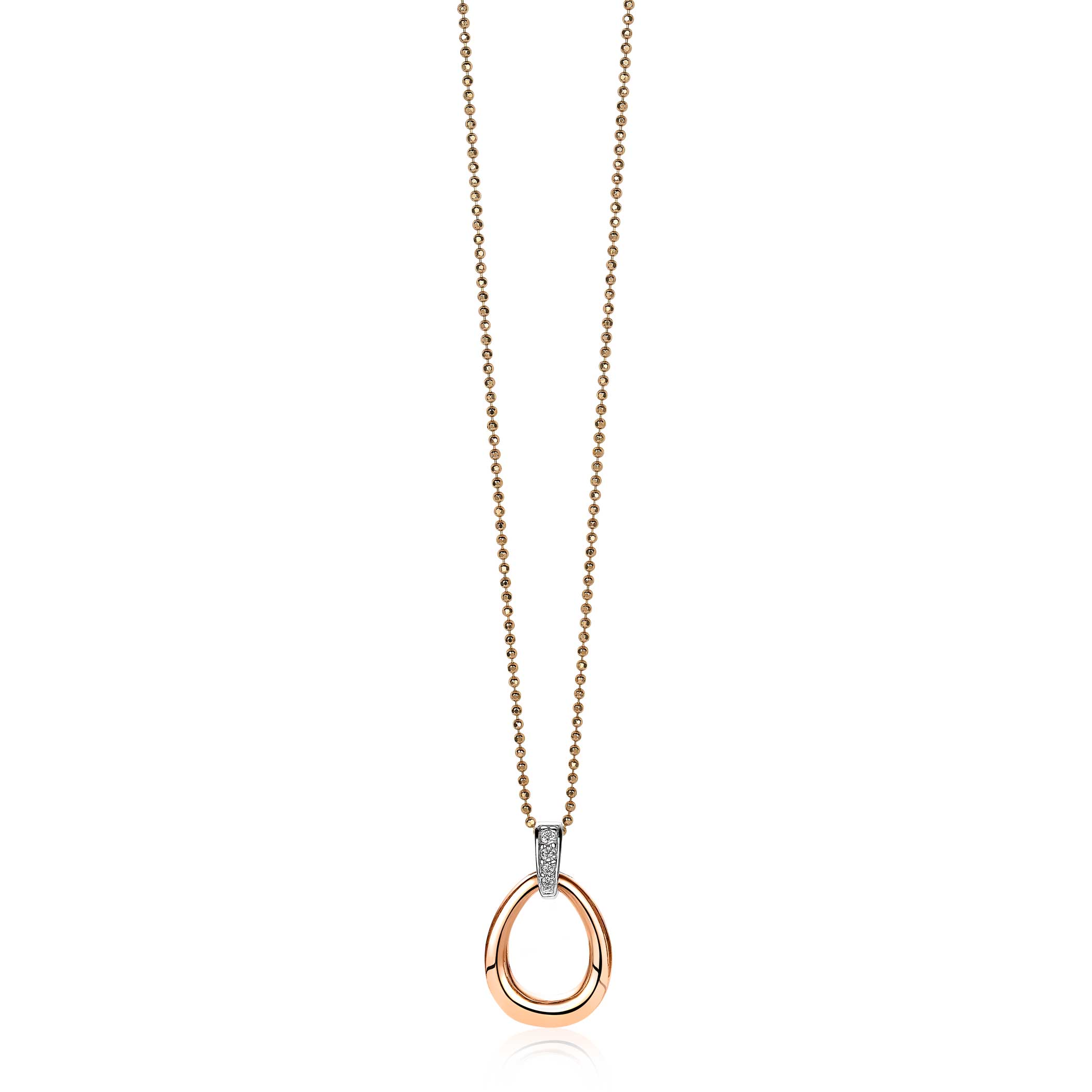 ZINZI Rose Gold Plated Sterling Silver Pendant Drop White ZIH1709 (excl. necklace)