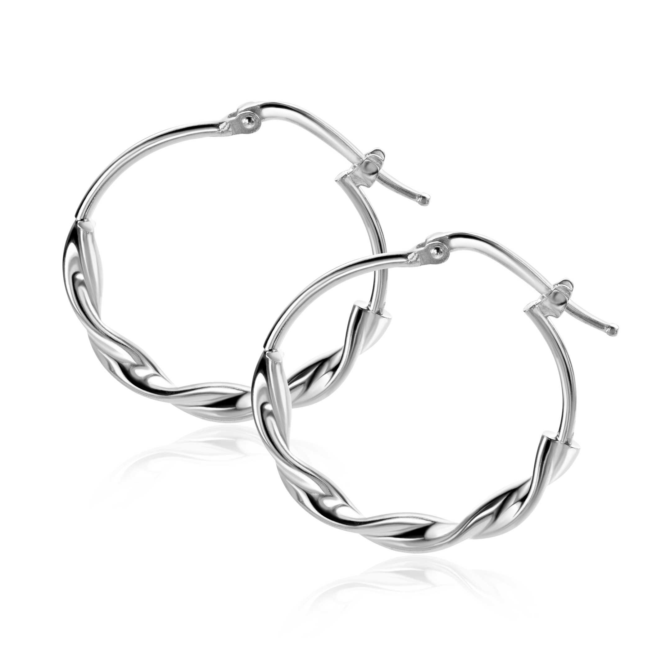 27mm ZINZI Sterling Silver Hoop Earrings with a Trendy Combination of a Smooth and Twisted Tube 27x3mm ZIO2482