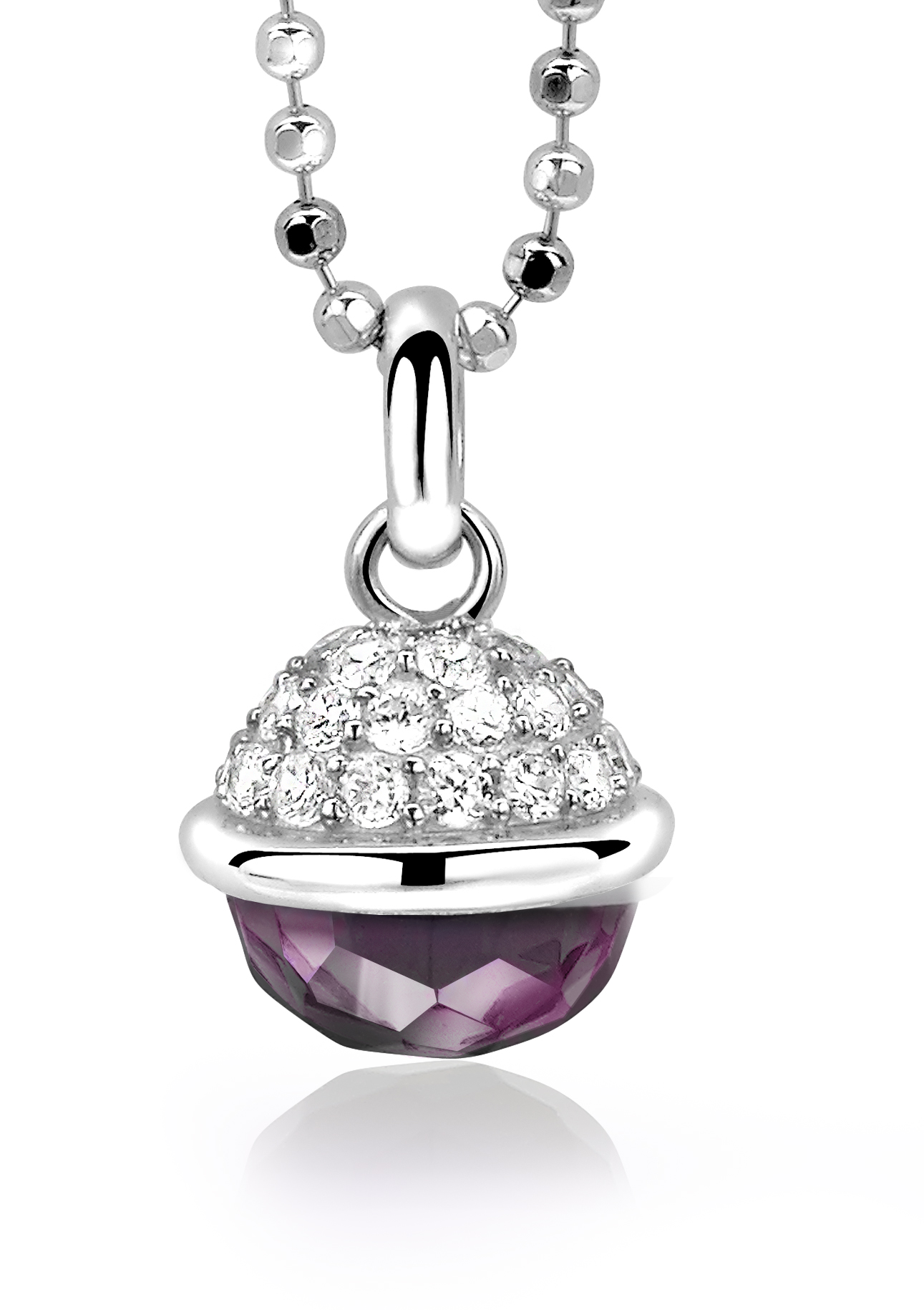 ZINZI Sterling Silver Pendant Sphere Purple ZIH991P