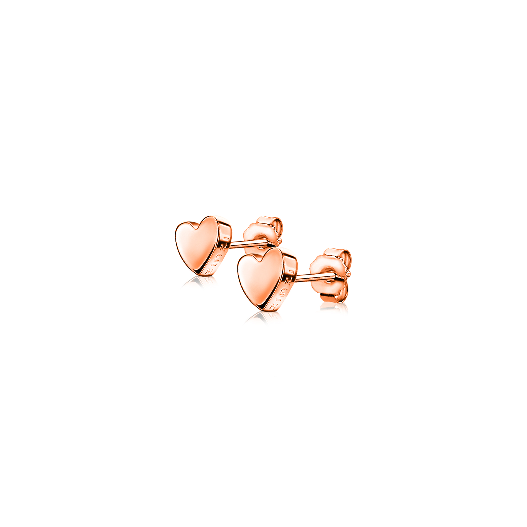 6mm ZINZI Rose Gold Plated Sterling Silver Stud Earrings Heart ZIO1378R