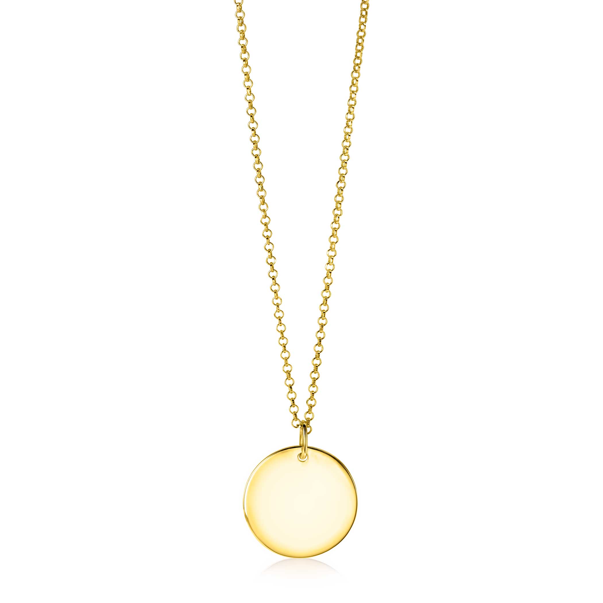 20mm ZINZI Gold Plated Sterling Silver Pendant Shiny Coin to Engrave ZIH2345G20 (excl. necklace)