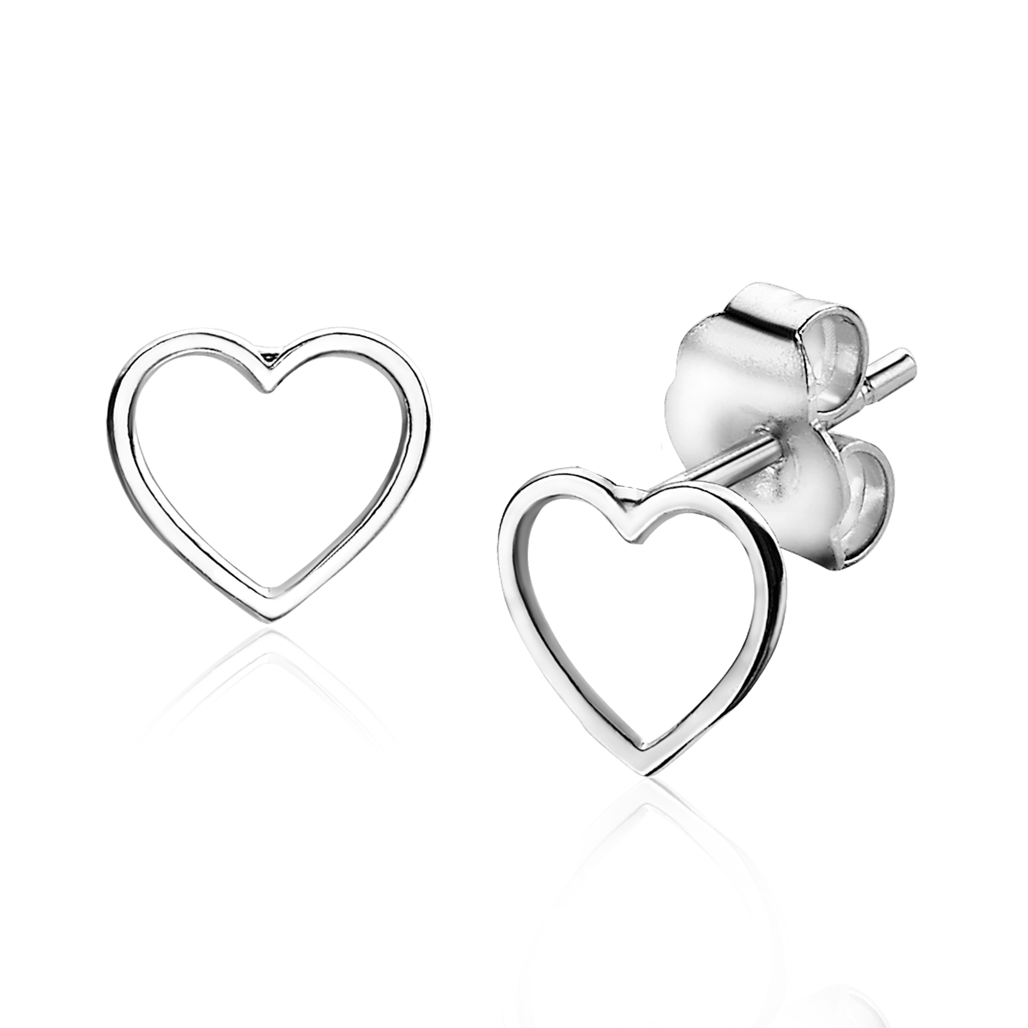8mm ZINZI Sterling Silver Stud Earrings Heart ZIO1630